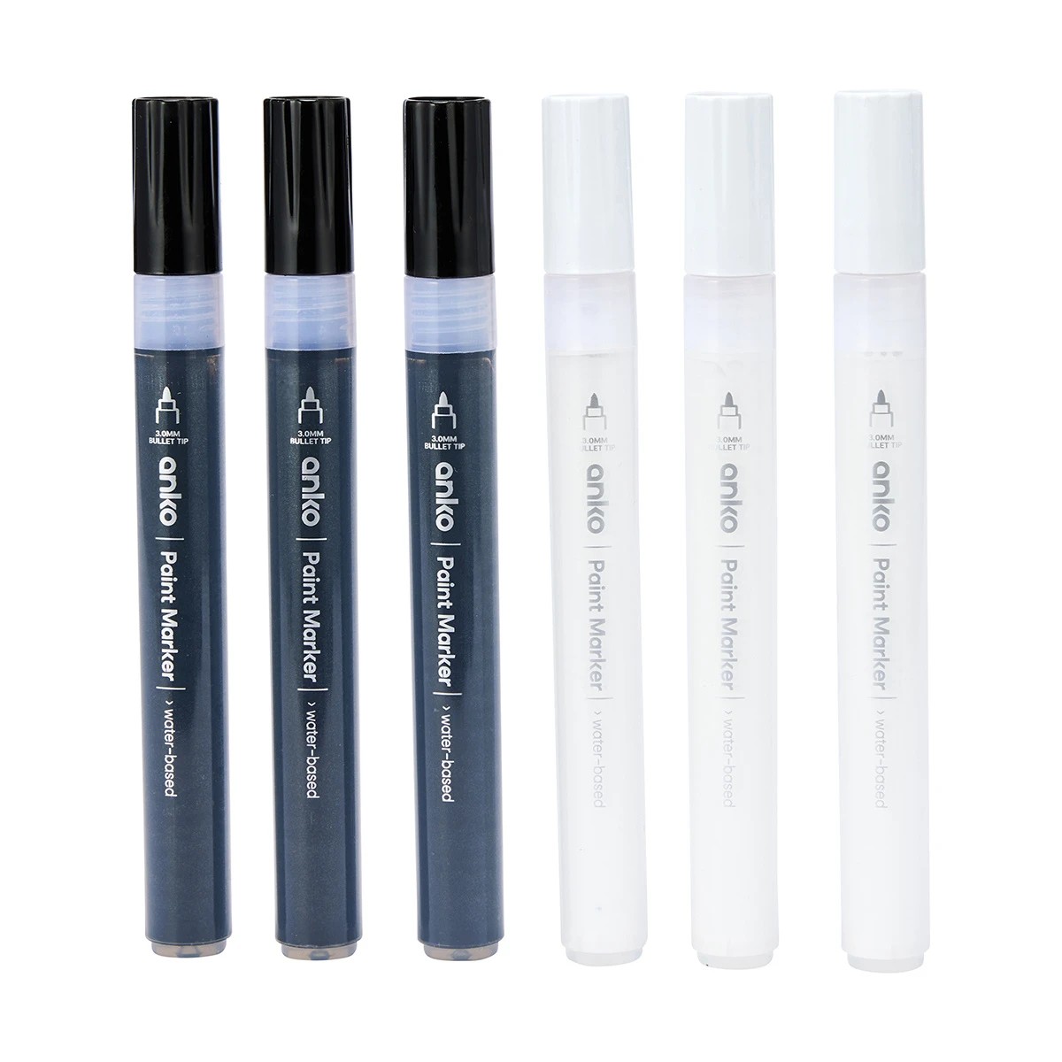 2 6 Pack Acrylic Paint Markers - Black and White, 2 of 5