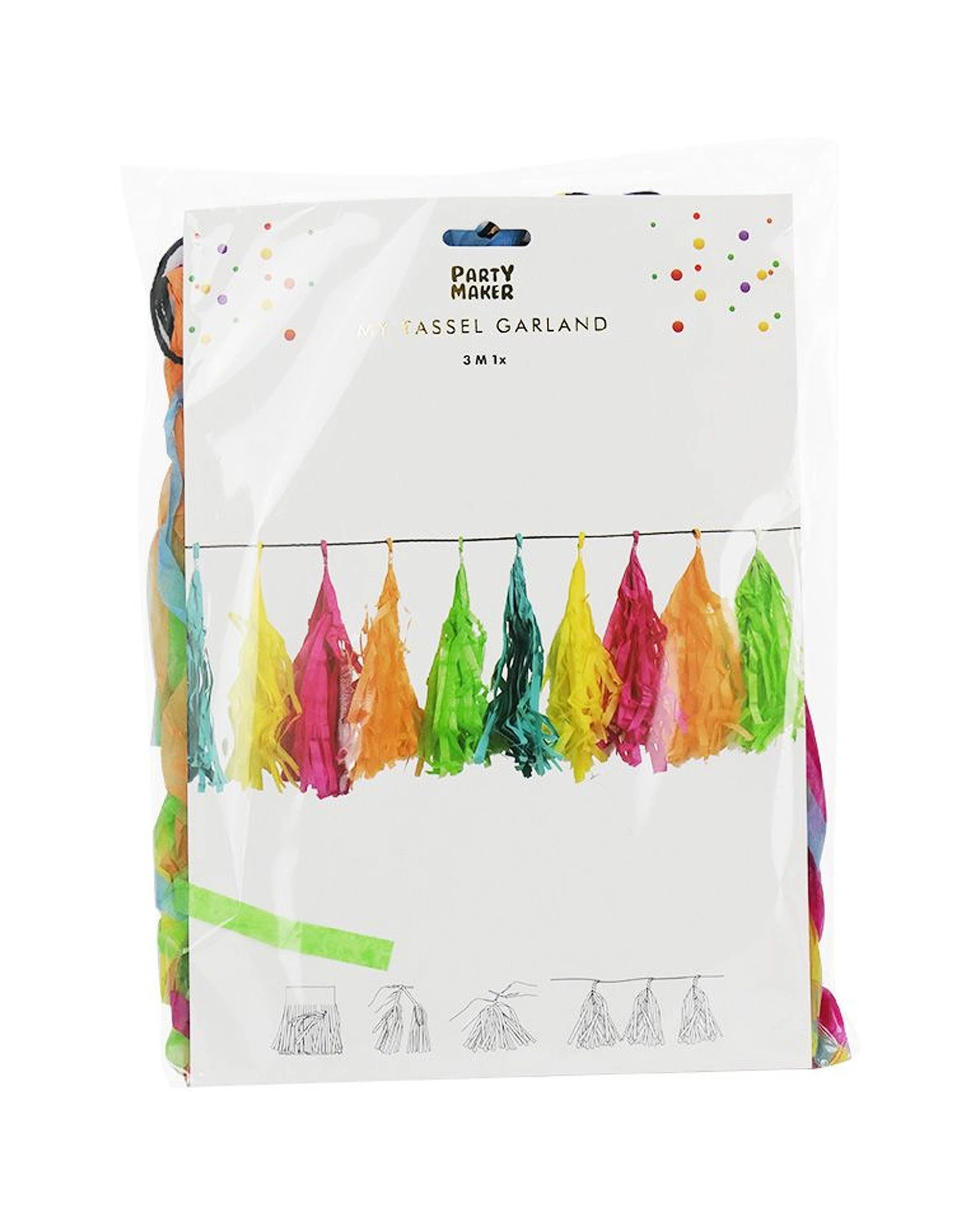 3 Partyrama Pink, Orange, Green, Yellow & Blue Paper Tassel Garland, 3 of 3