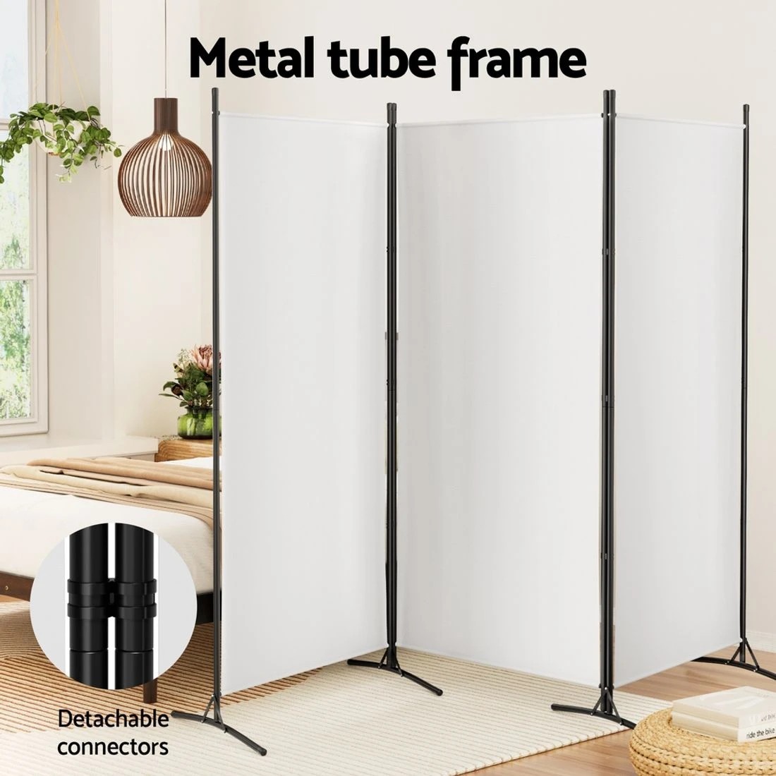 5 Artiss 3 Panel Room Divider Screen 260x180cm Fabric - White, 5 of 7