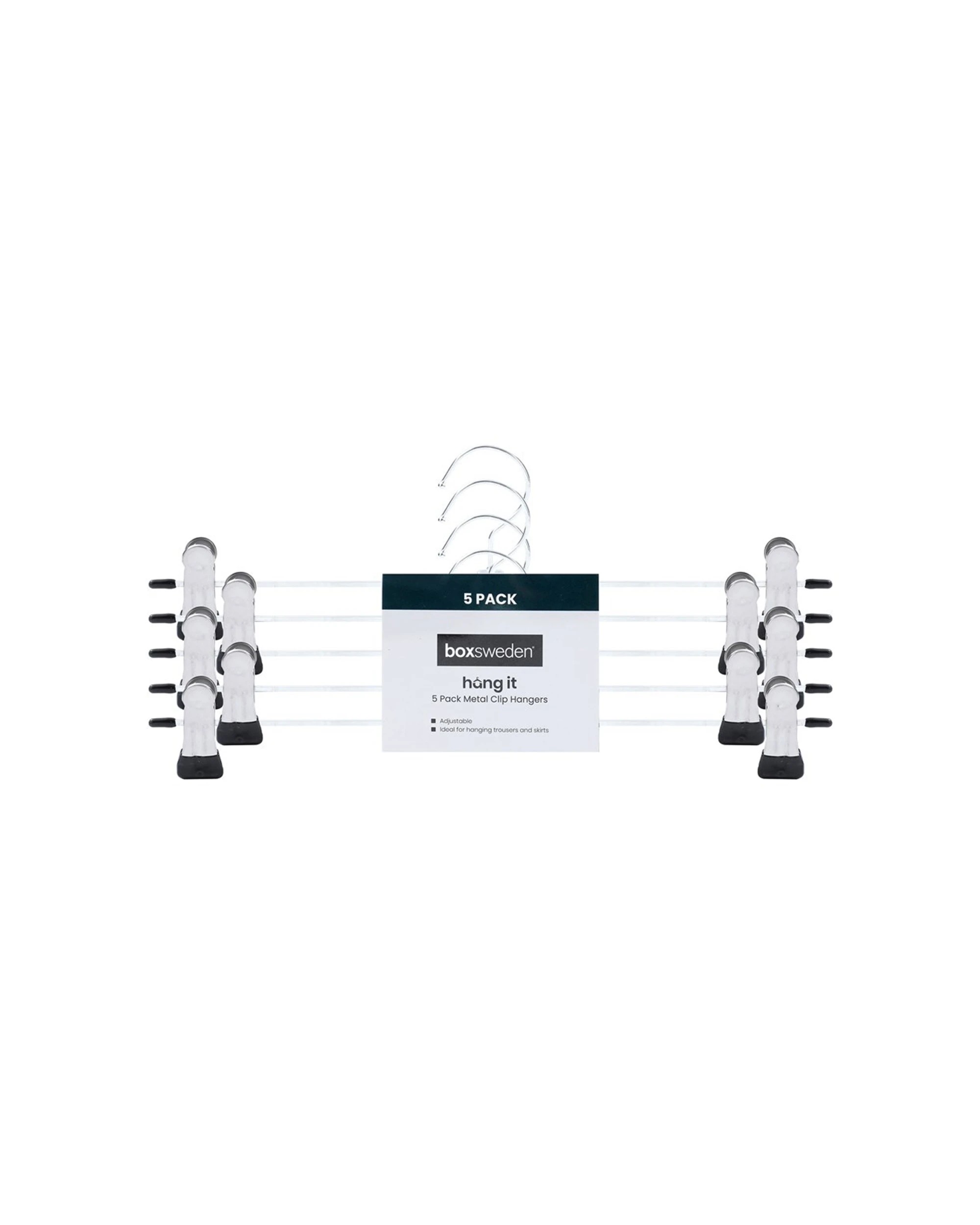 1 5pc Boxsweden Durable Metal 35cm Adjustable Pants/skirt Clip Hangers Silver
 - Silver, 1 of 5