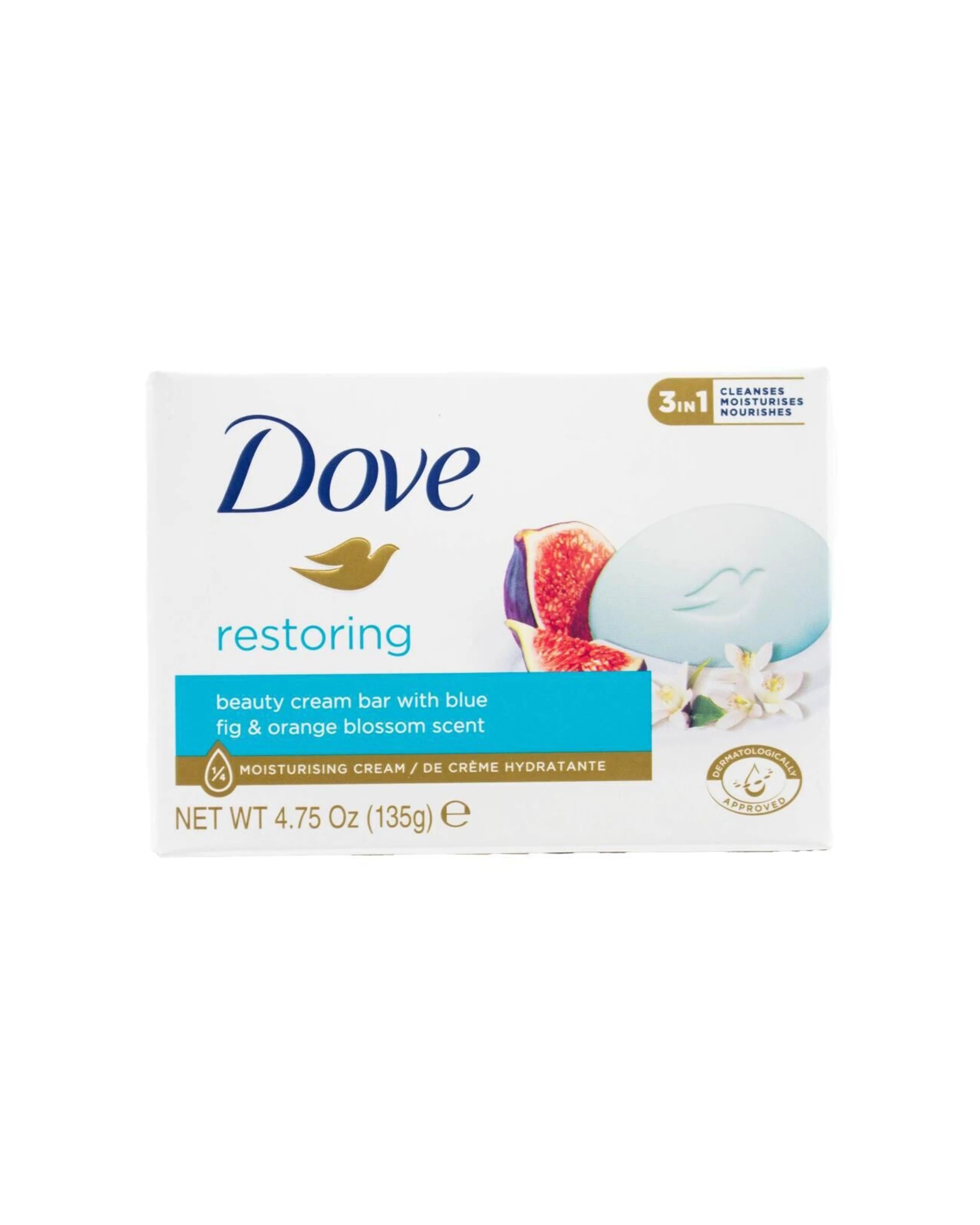 2 Dove 16PK Beauty Cream Bar Blue Fig Orange Blossom Scent Restoring Soap Pack 135g - White, 2 of 3