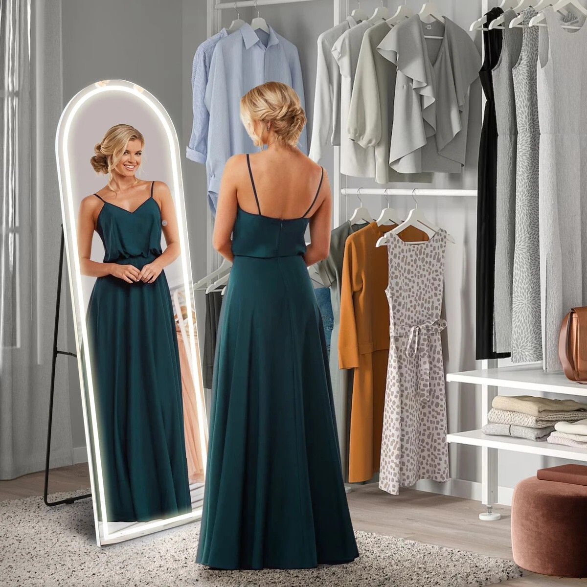 4 Ausway LED Full Length Mirror Vanity Arched Body Dressing, 4 of 5