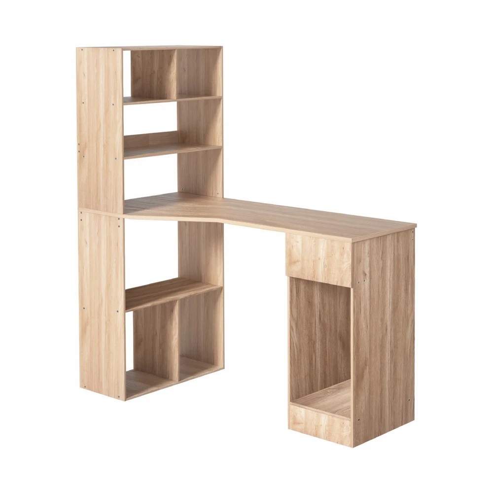 1 Artiss Computer Desk Bookshelf Drawer Cabinet  120CM - Brown, 1 of 6