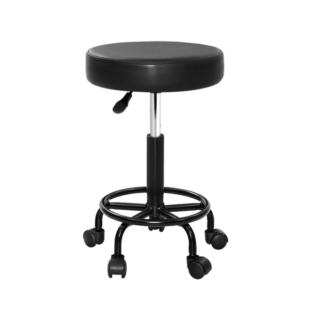 1 Artiss Salon Stool Round Swivel Chair - Black, 1 of 6