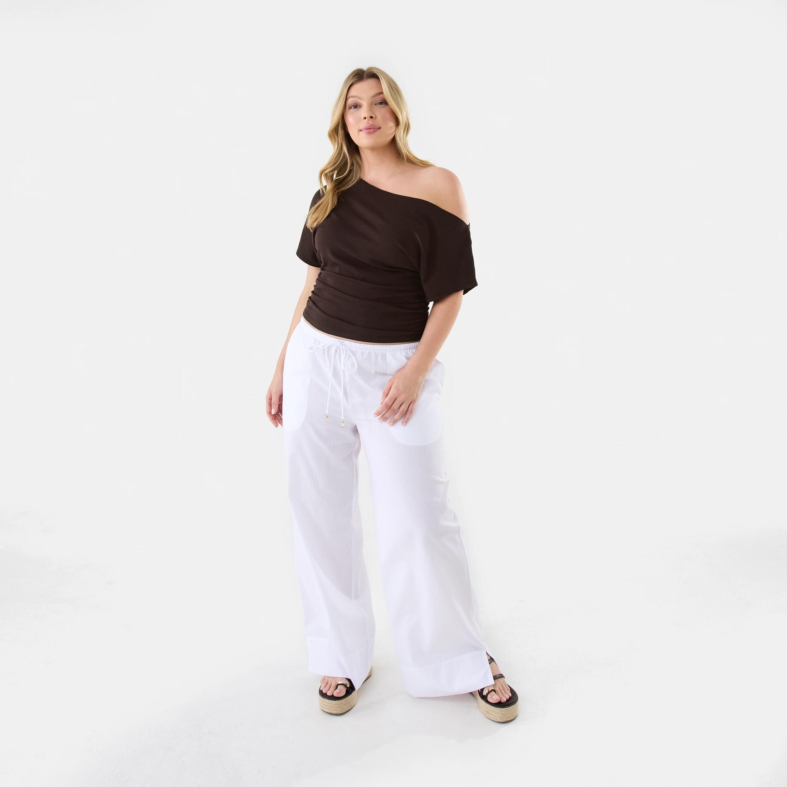 4 Pull-On Textured Pants White, 4 of 9