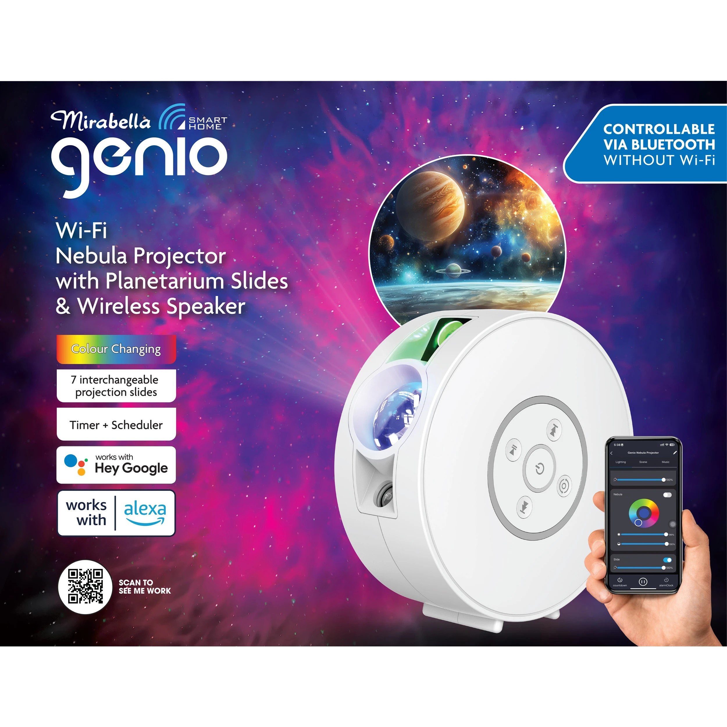 1 Mirabella Genio Wi-Fi Nebula Projector, 1 of 5