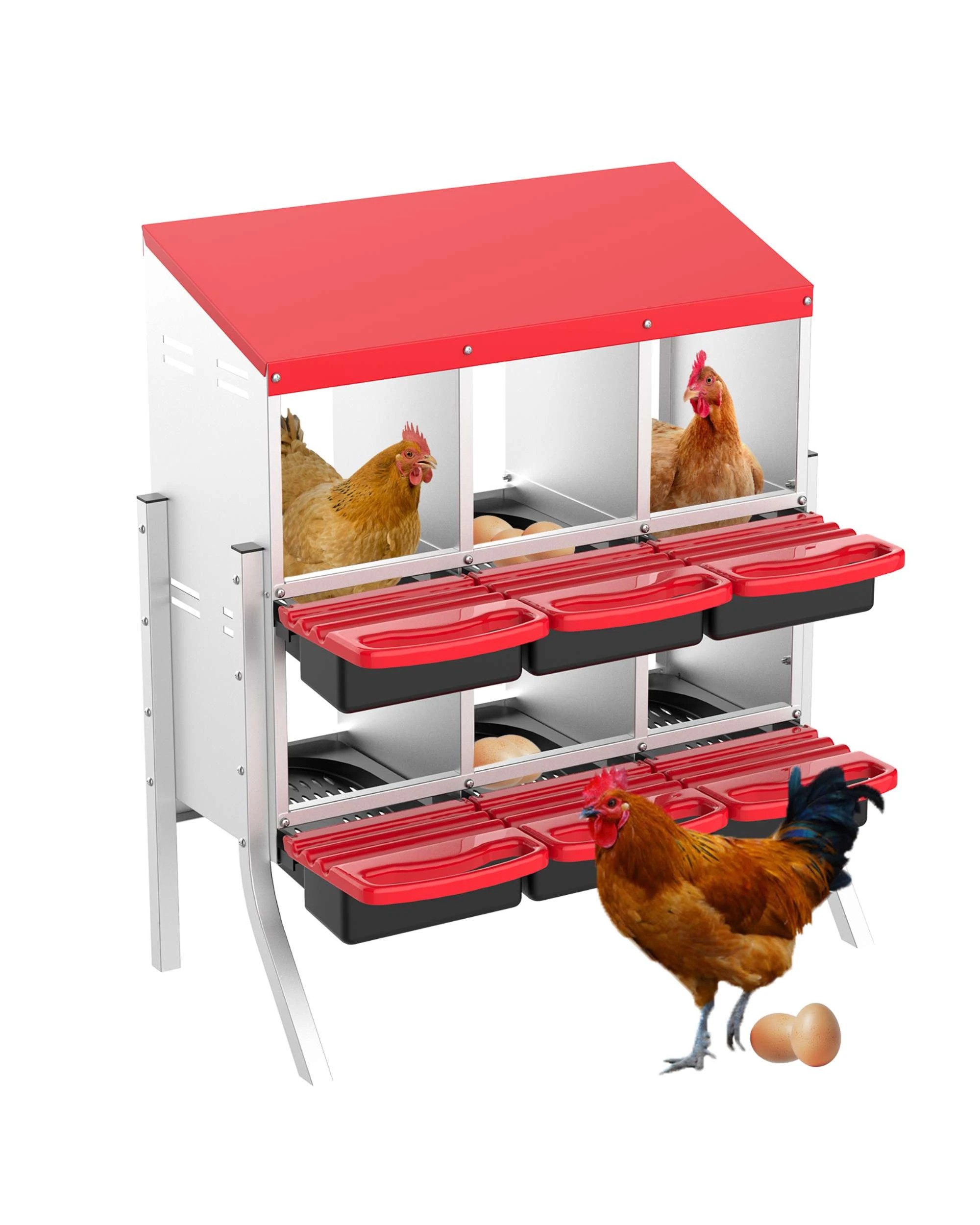 1 Advwin 6 Holes Chicken Nesting Boxes Metal Chicken Egg Laying Box Egg Collection, 1 of 9