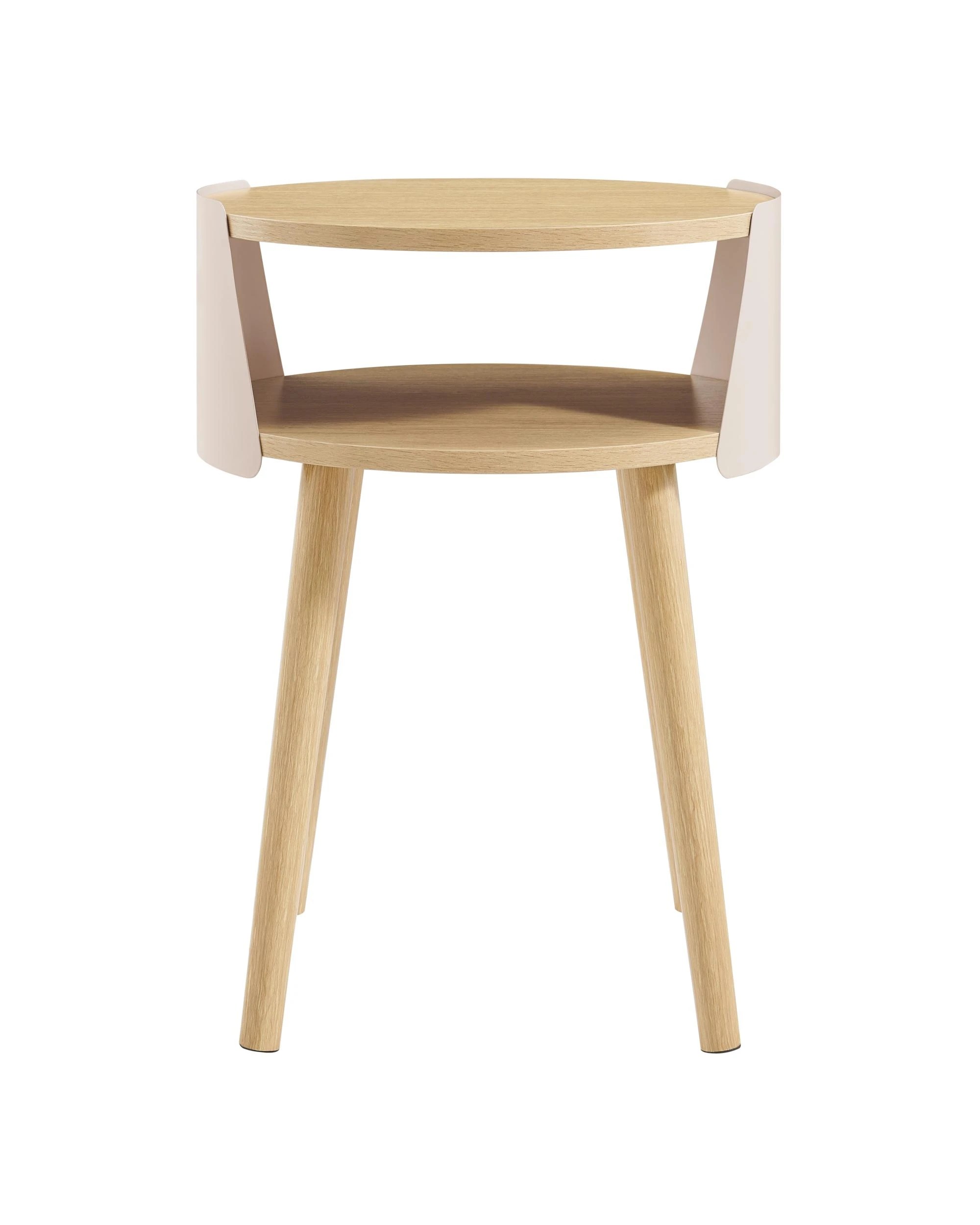 4 Kodu Side Table Bedside Shelf Round - Beige, 4 of 9