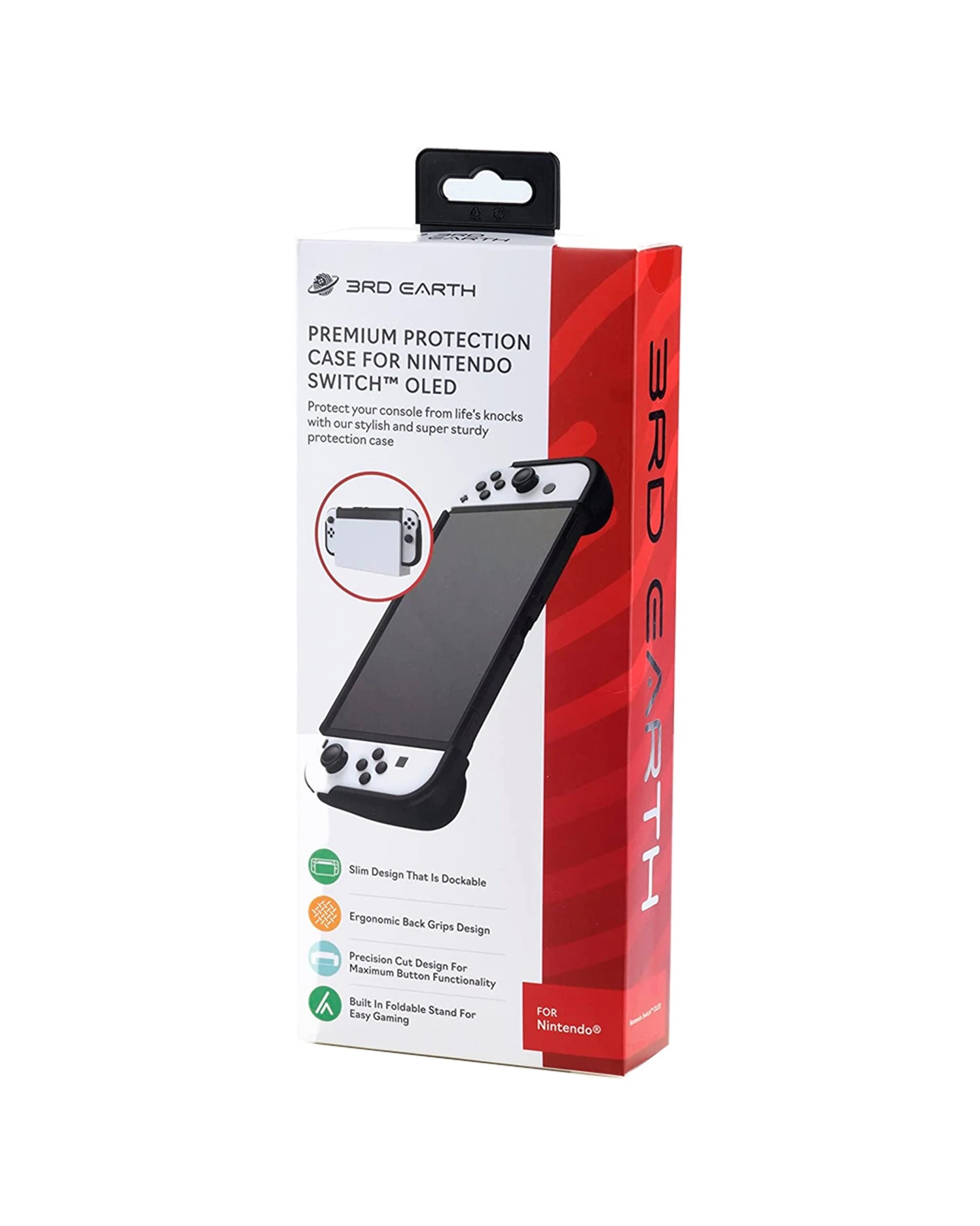 1 3RD EARTH Protection Case Nintendo Switch OLED Foldable Stand Game Card Storage
 - black, 1 of 3