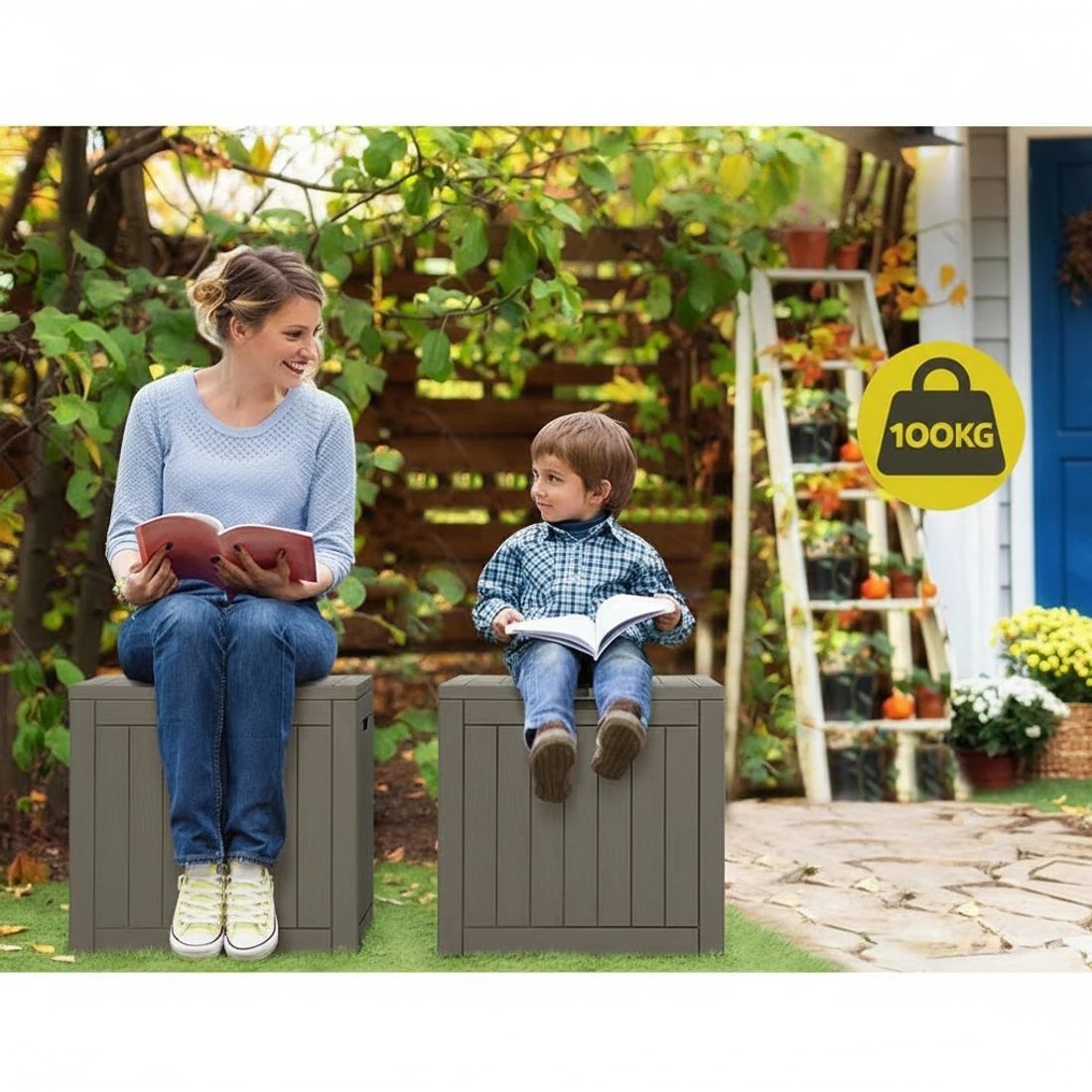 5 Gardeon Outdoor Storage Box 118L Container Lockable Garden Toy Tool Shed - Black, 5 of 7