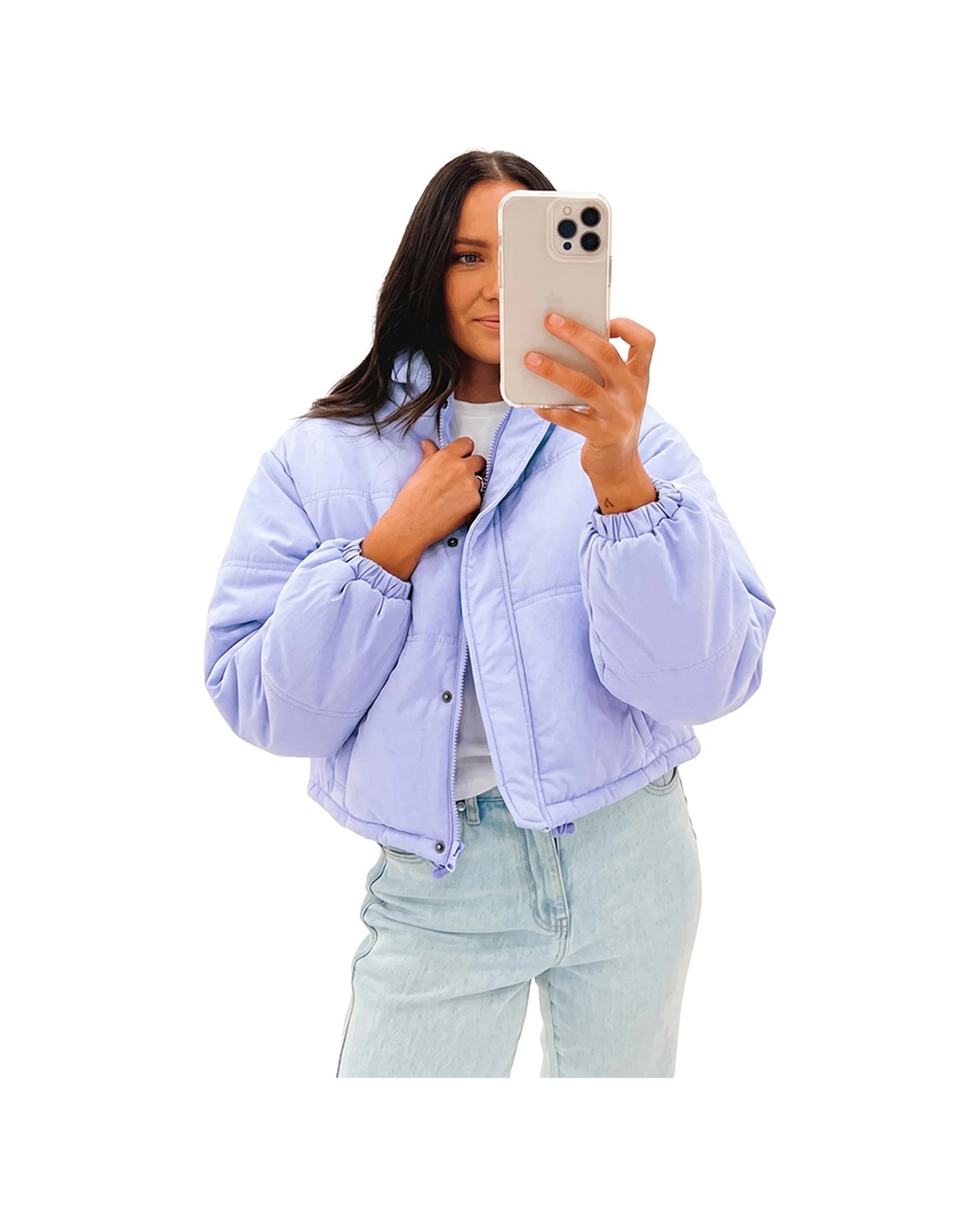 1 All About Eve Womens Aspen Crop Zipped Puffer Jacket - One Size - Blue, 1 of 2