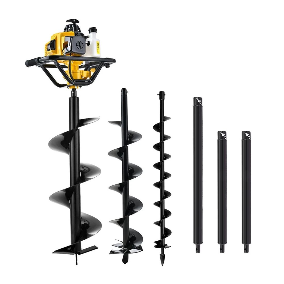 3 Giantz Post Hole Digger Petrol Motor Drill Extension Auger Bits Kits - Multi, 3 of 6