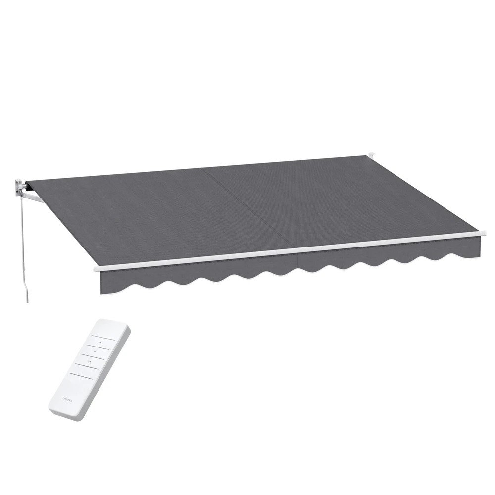 1 Instahut Retractable Folding Arm Awning Motorised Sunshade 4.5Mx3M - Grey, 1 of 6