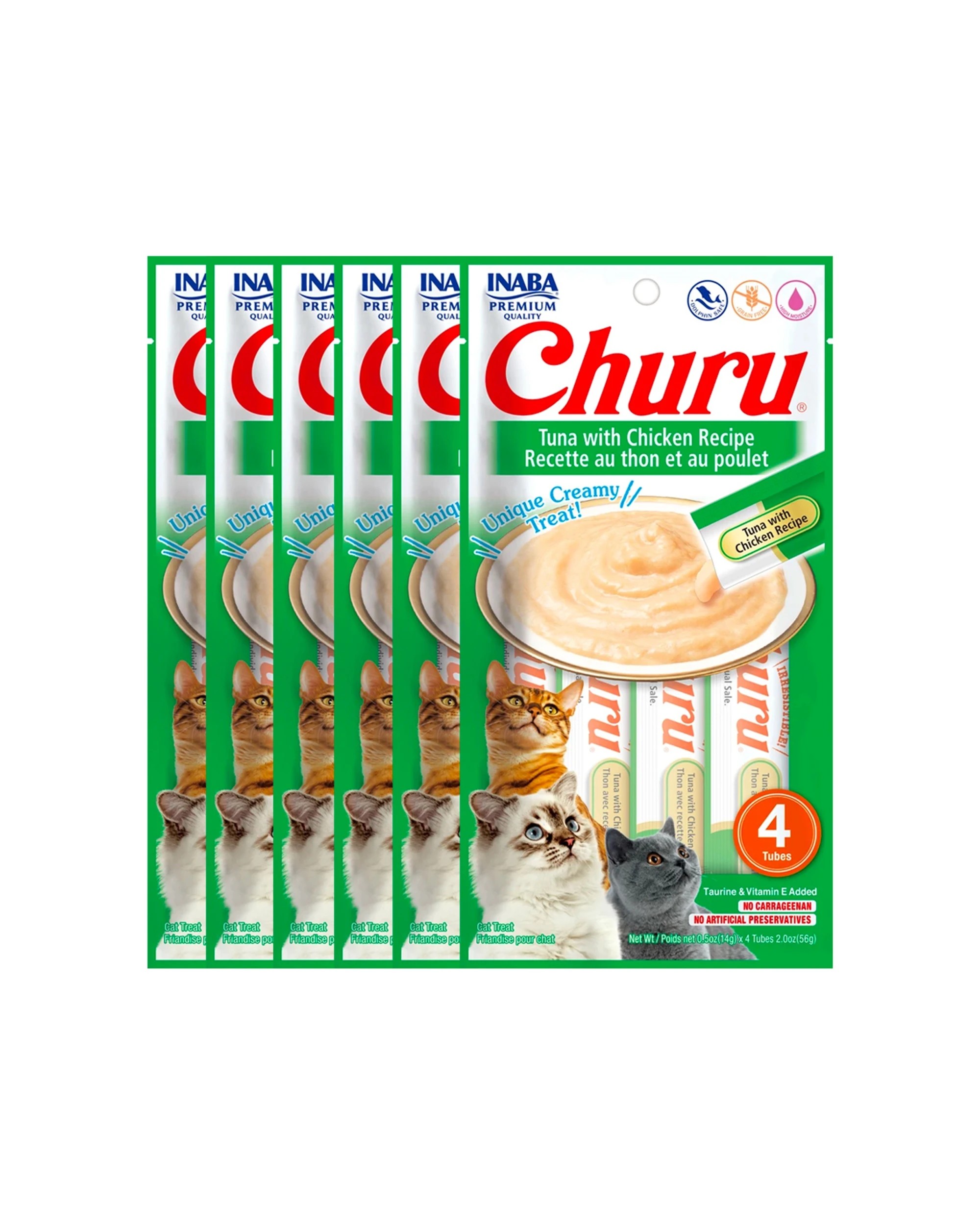 1 Inaba Churu Tuna With Chicken Cat Treat Tubes 6 Pack 4 Pack 14g - Plain, 1 of 3