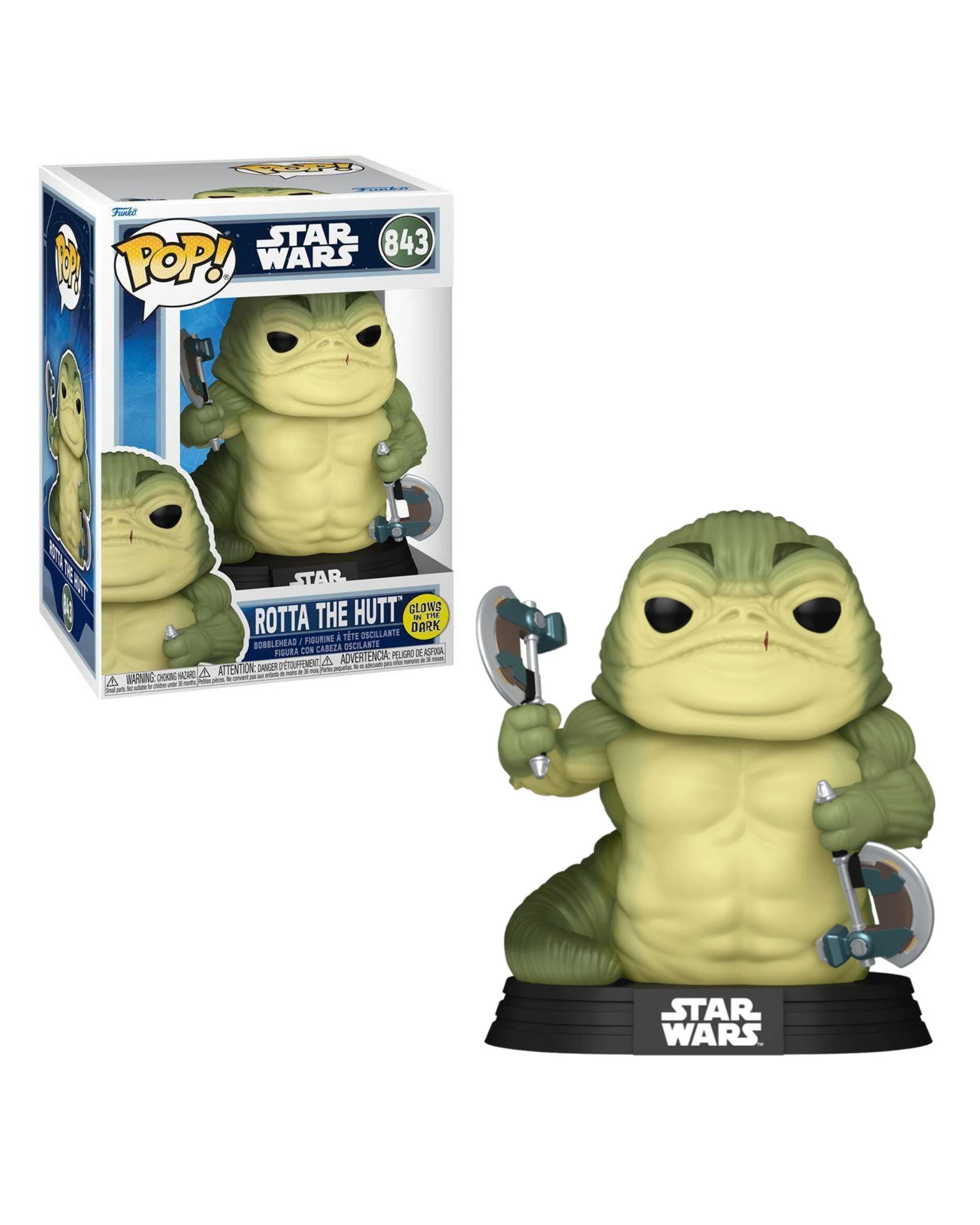 1 Star Wars The Mandalorian and Grogu Rotta The Hutt Glow In The Dark Funko POP! Vinyl, 1 of 3