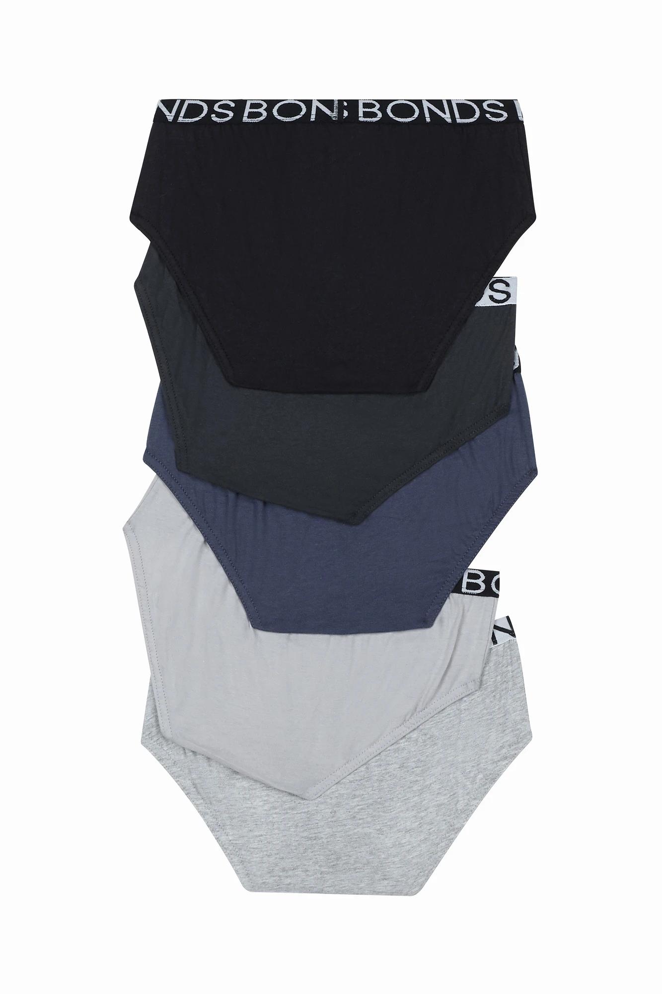 2 Bonds Boys Briefs - 5 Pack UWBT5A_KGY BLACK AND GREY, 2 of 2