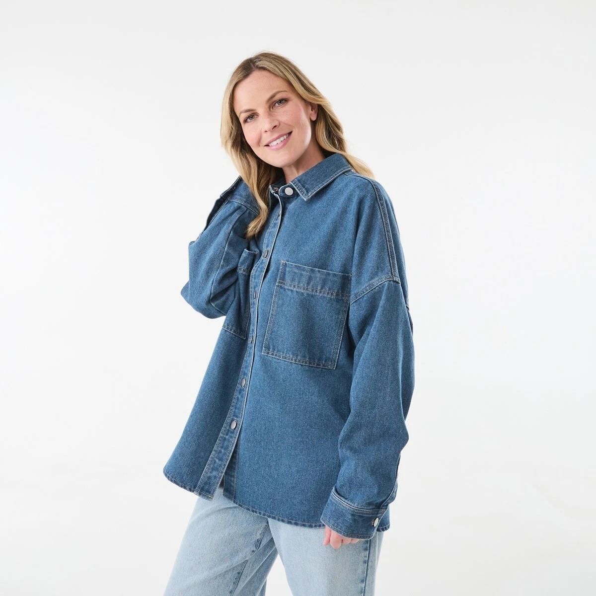 3 Long Sleeve Denim Shirt Mid Wash, 3 of 7
