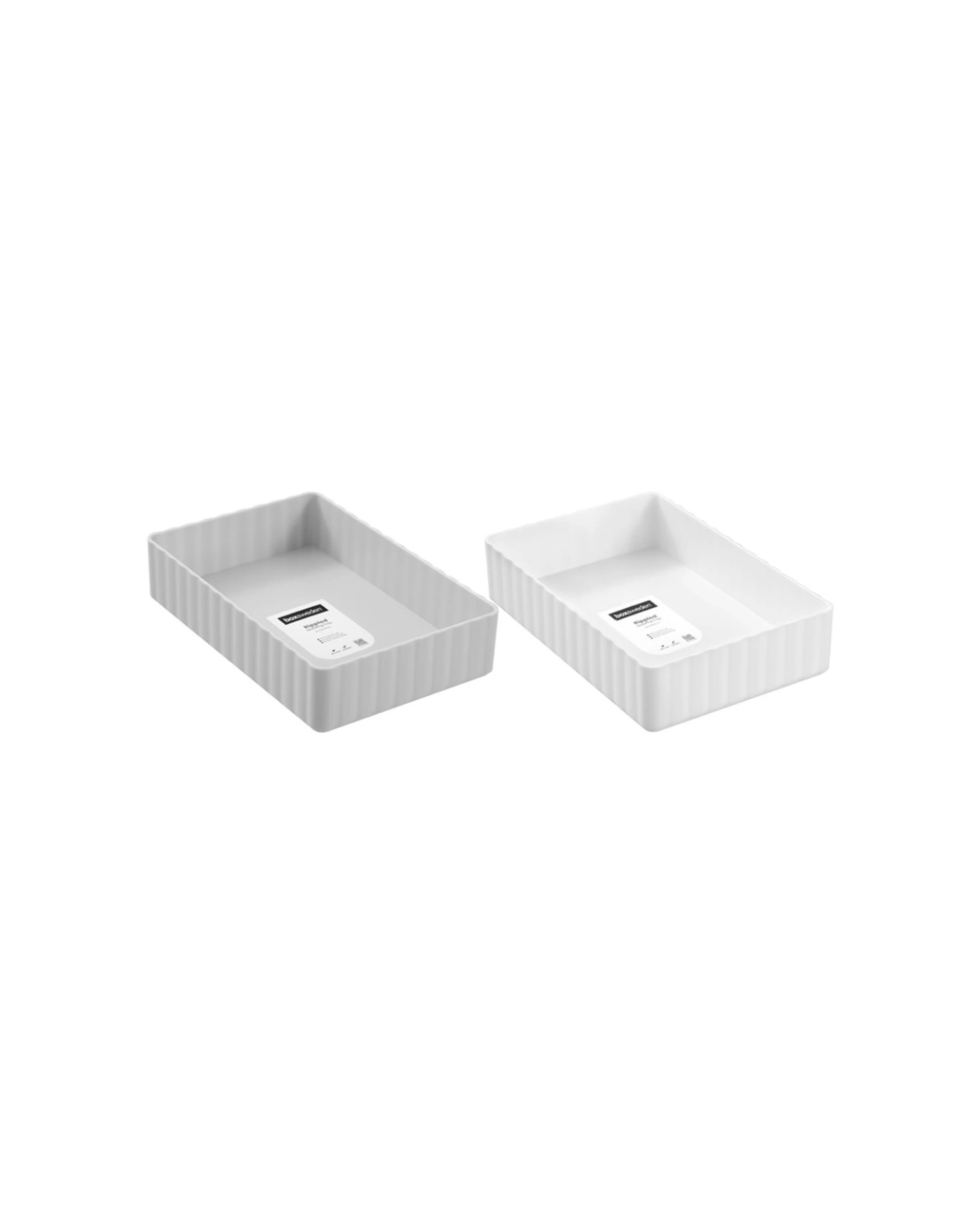 2 Boxsweden Rippled Stacking Tray Organiser Ribbed Storage 22.5x15x5cm - Multi, 2 of 5