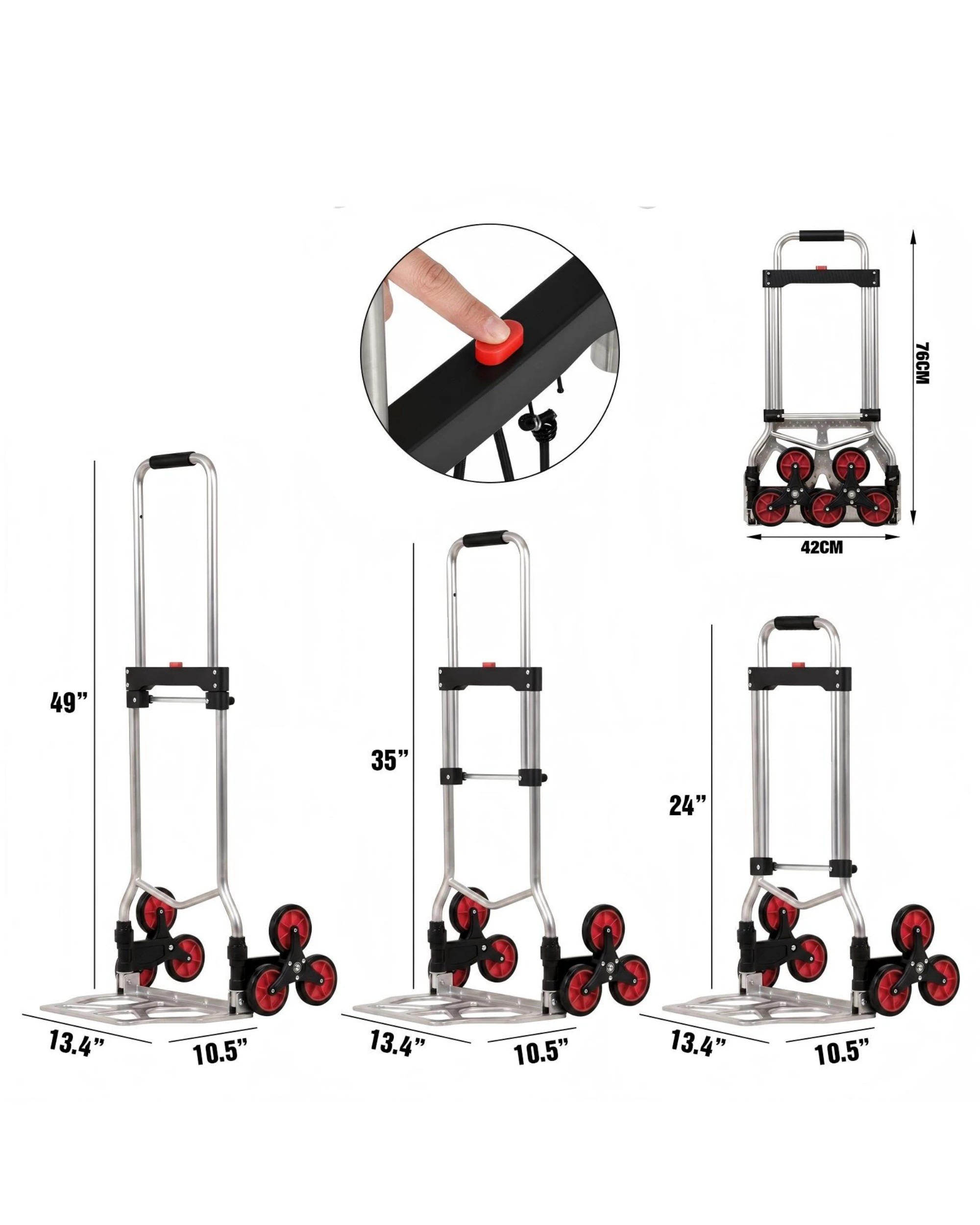 7 Advwin 100KG Stair Climbing Cart with 6 TPR Rubber Wheels & Bungee Cord for Stairs, Moving - Grey, 7 of 7