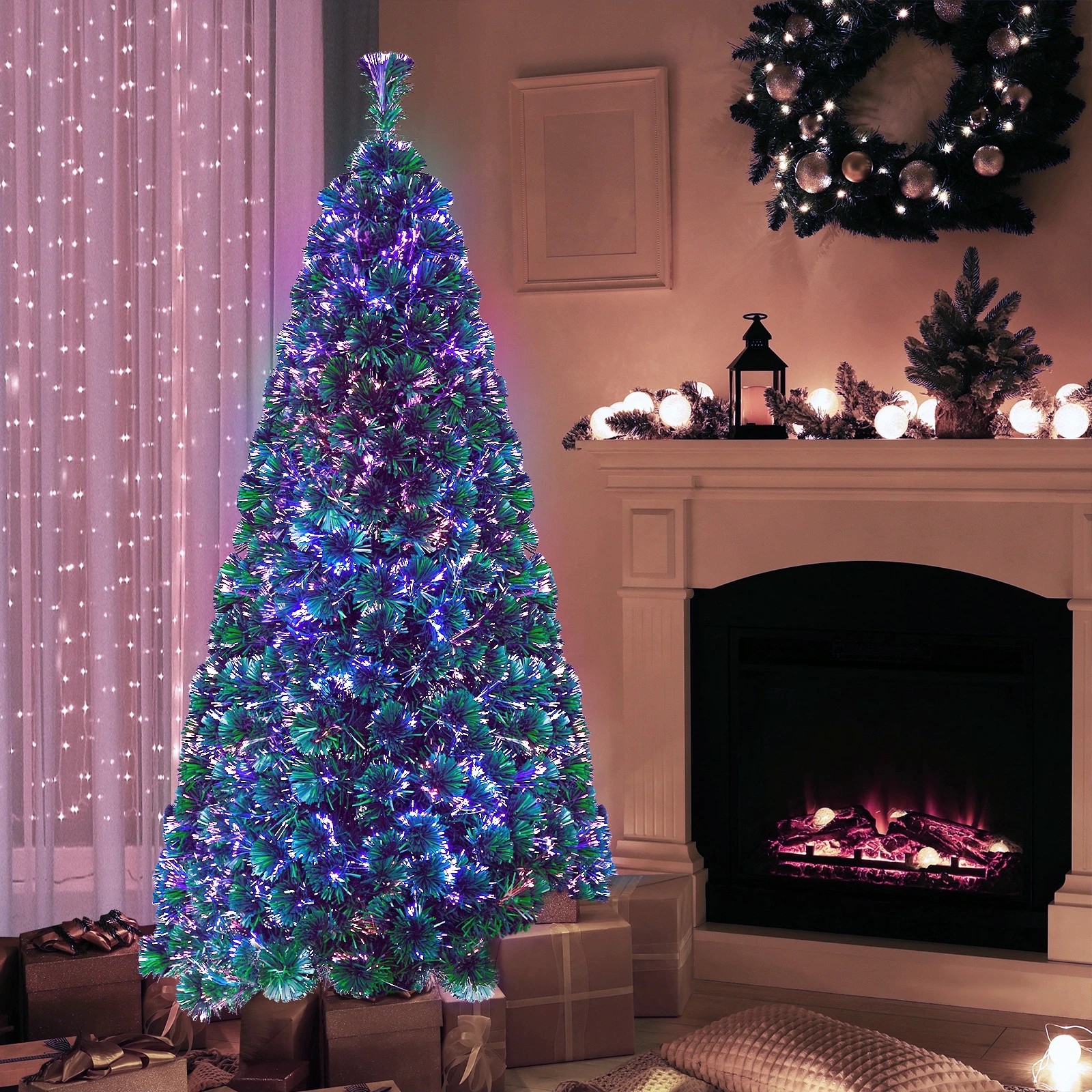 3 Tinseltown Christmas Tree Fibre Optic 6FT 1.8M Xmas Trees Multi-Colour Lights - Green, 3 of 5