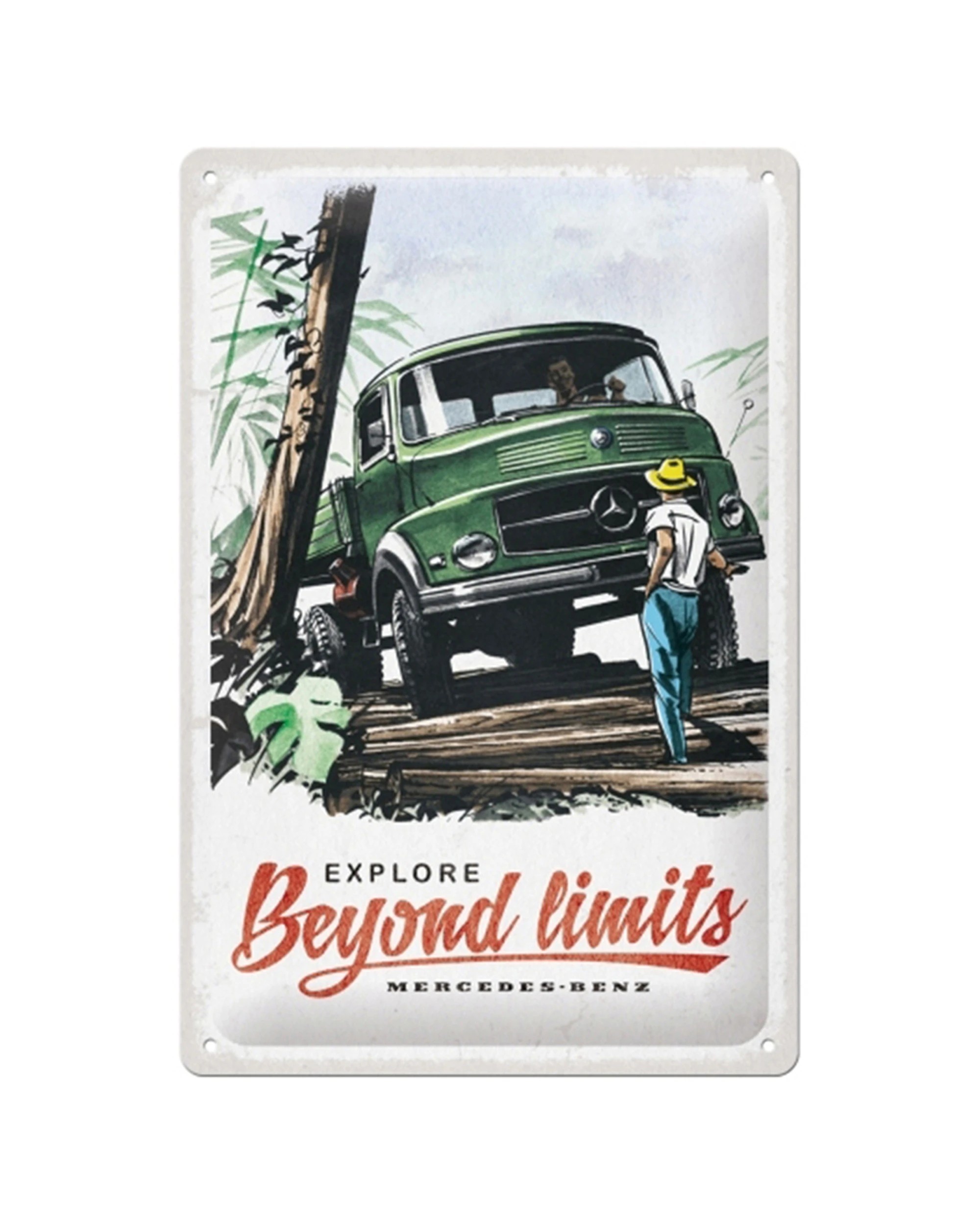 1 Nostalgic-Art Medium 20x30cm Metal Wall Art Sign Plaque - Mercedes Daimler Truck - Green, 1 of 1