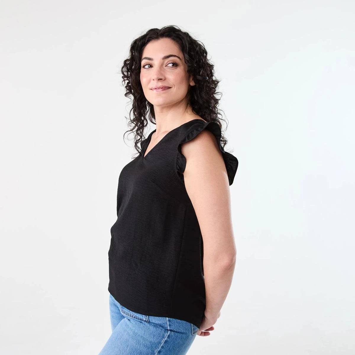 2 Sleeveless Frill Top BLACK, 2 of 6