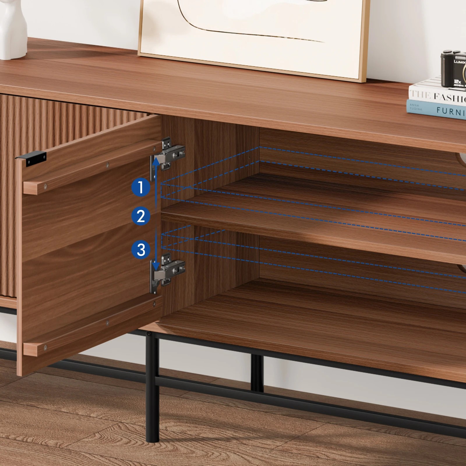 8 Alfordson Entertainment Unit TV Cabinet Stand 180cm Storage 4 Tiers Shelf - Walnut, 8 of 10