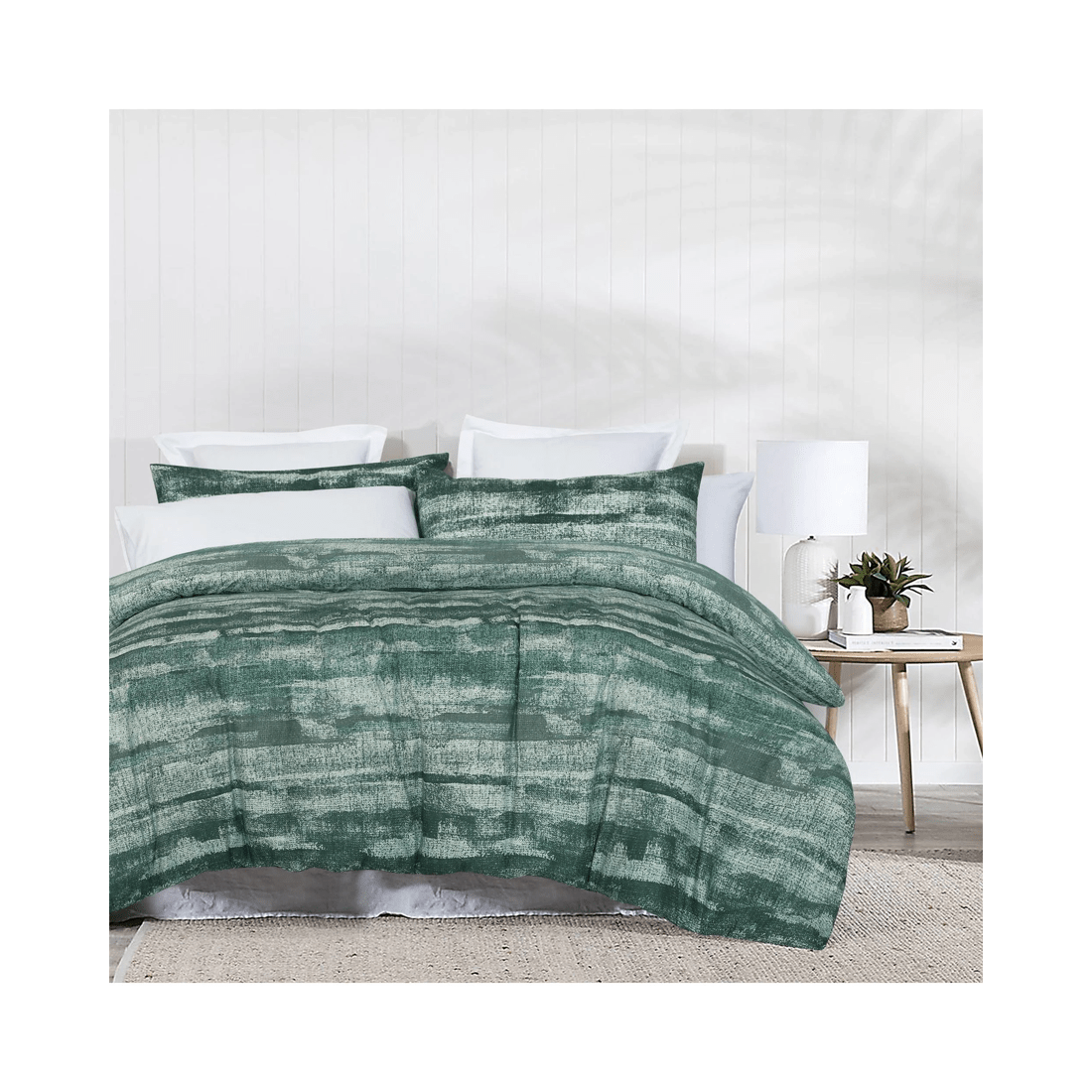 2 Amsons Pure Cotton Quilt Cover Set Eden Sage - Button Closure with Extra Standard Pillowcases
 - Single Bed
 - green, 2 of 3