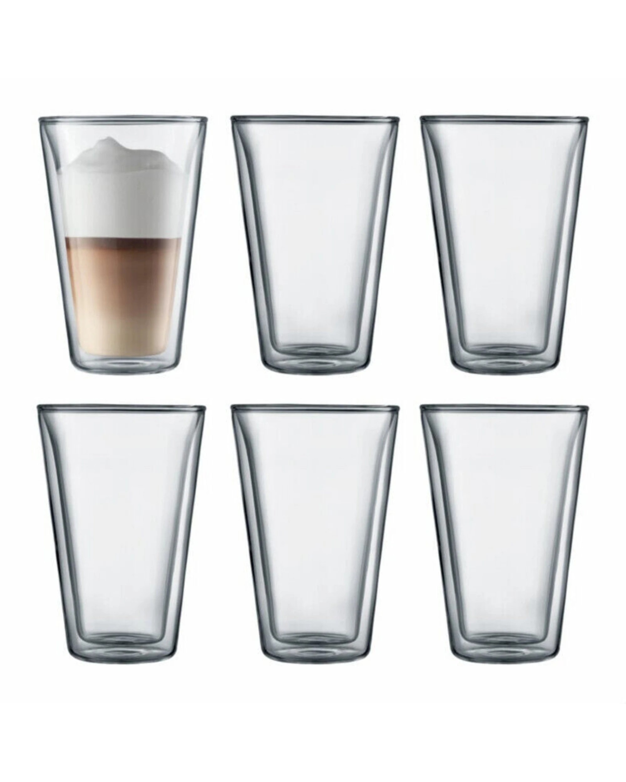 1 Bodum Canteen Double Wall, Large, 0.4L - 6pc Glass Set - Clear, 1 of 4