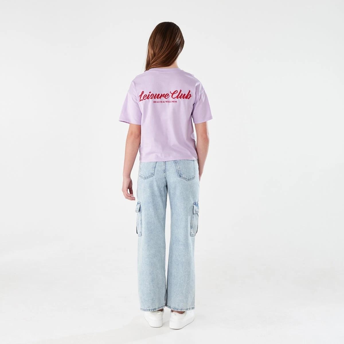 8 Short Sleeve Cropped Print T-shirt LEISURE CLUB PASTEL LILAC, 8 of 8