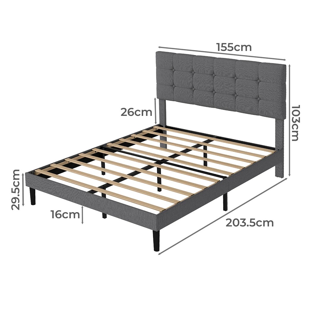 3 Levede Queen Size Bed Frame Upholstered, 3 of 8