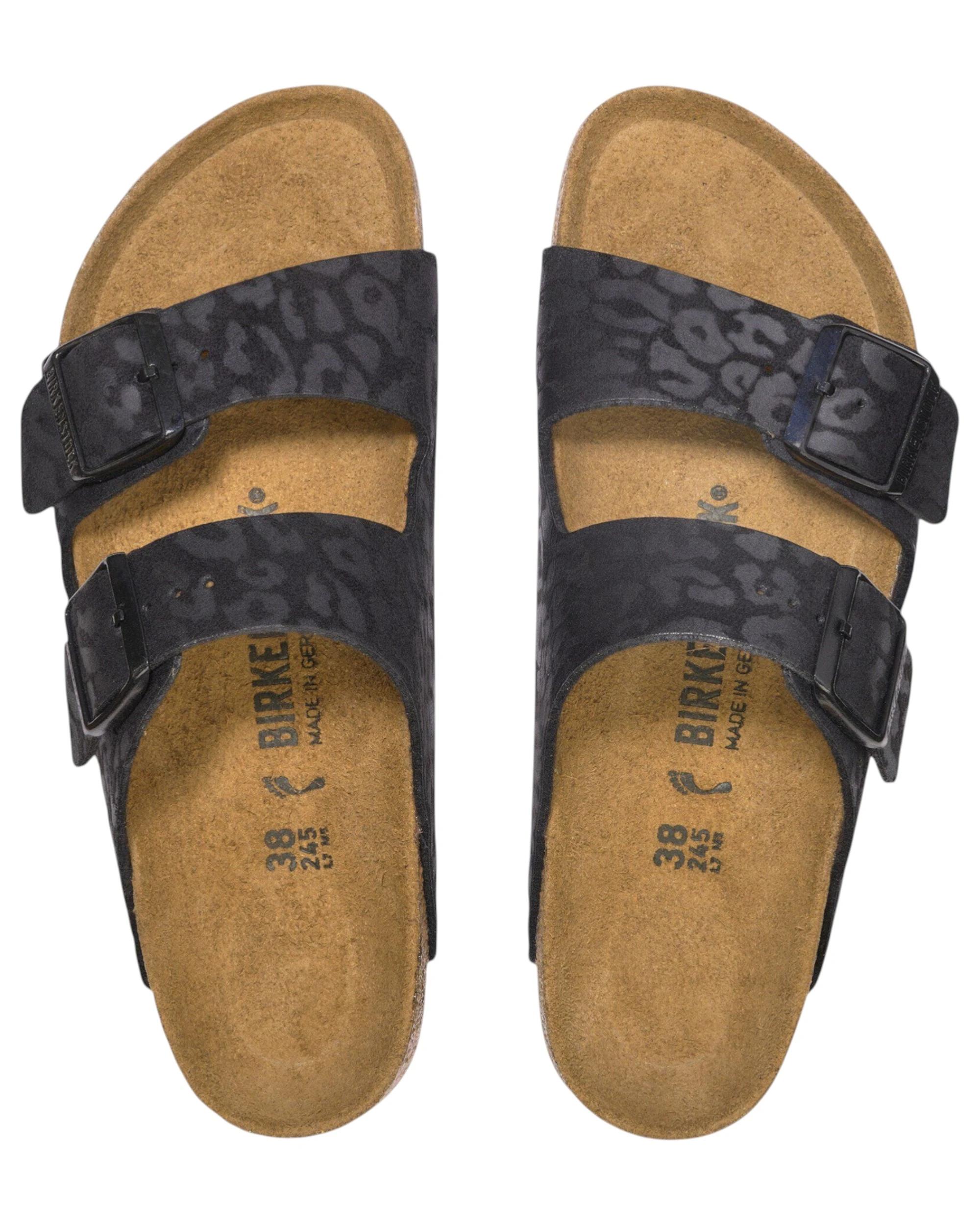 8 Birkenstock Womens Arizona Vegan Synthetic Narrow Slip On Sandals LEO BLACK, 8 of 8