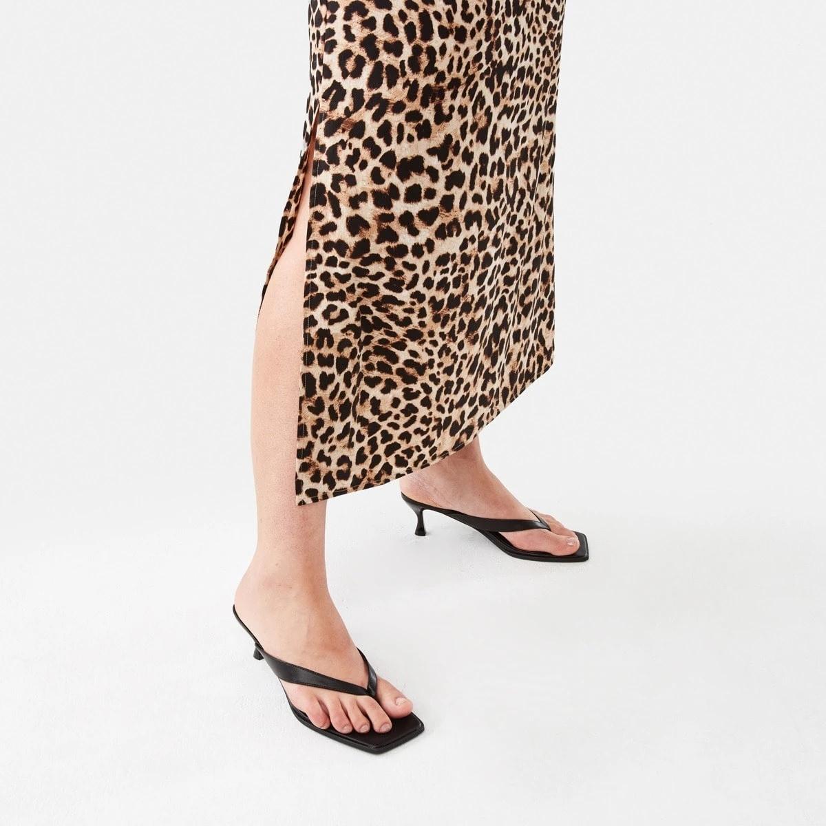 7 Sleeveless Satin Slip Maxi Dress Brwn Leo, 7 of 9