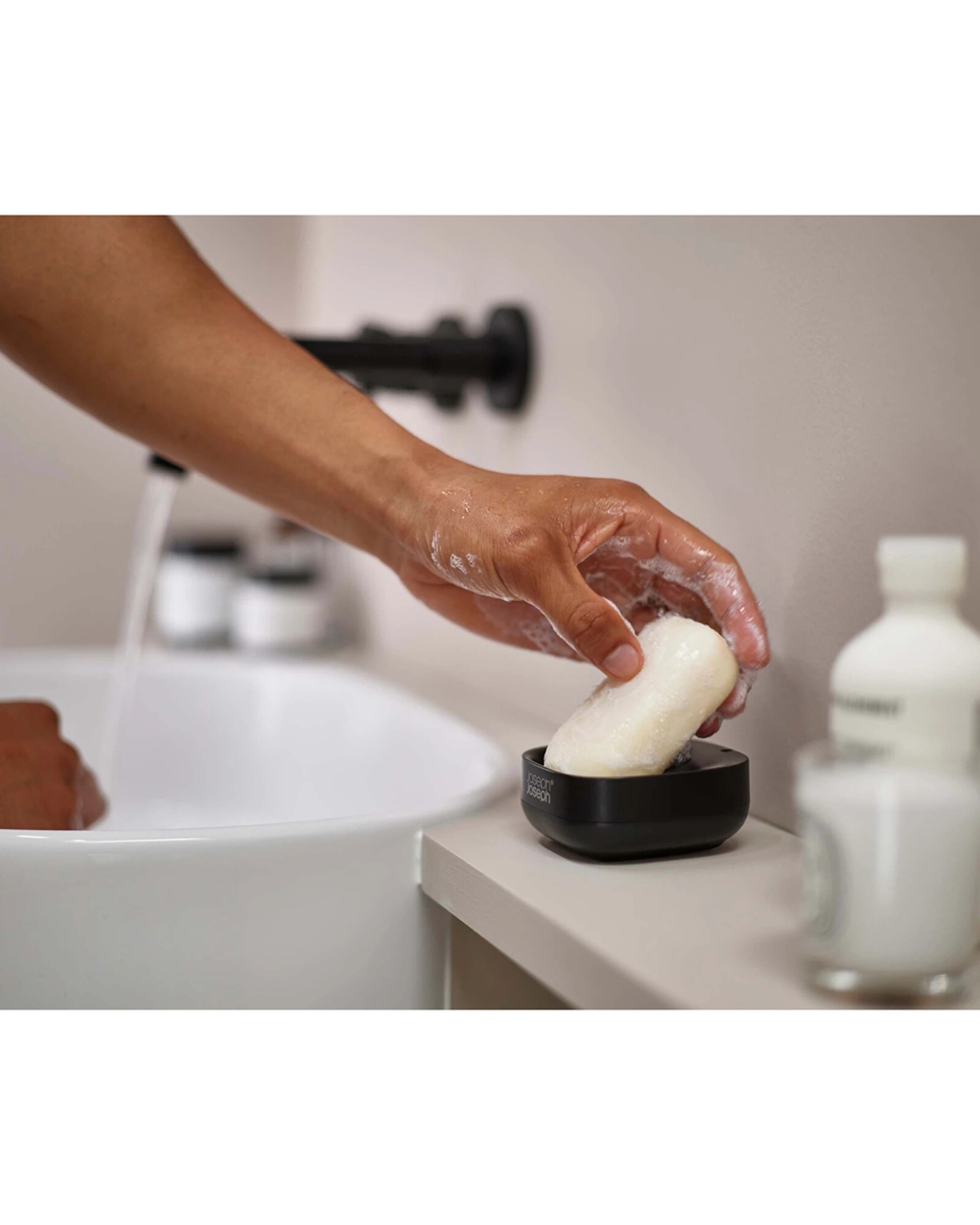 2 Joseph Joseph Slim Compact Soap Dish Storage Holder 8cm - Black, 2 of 6