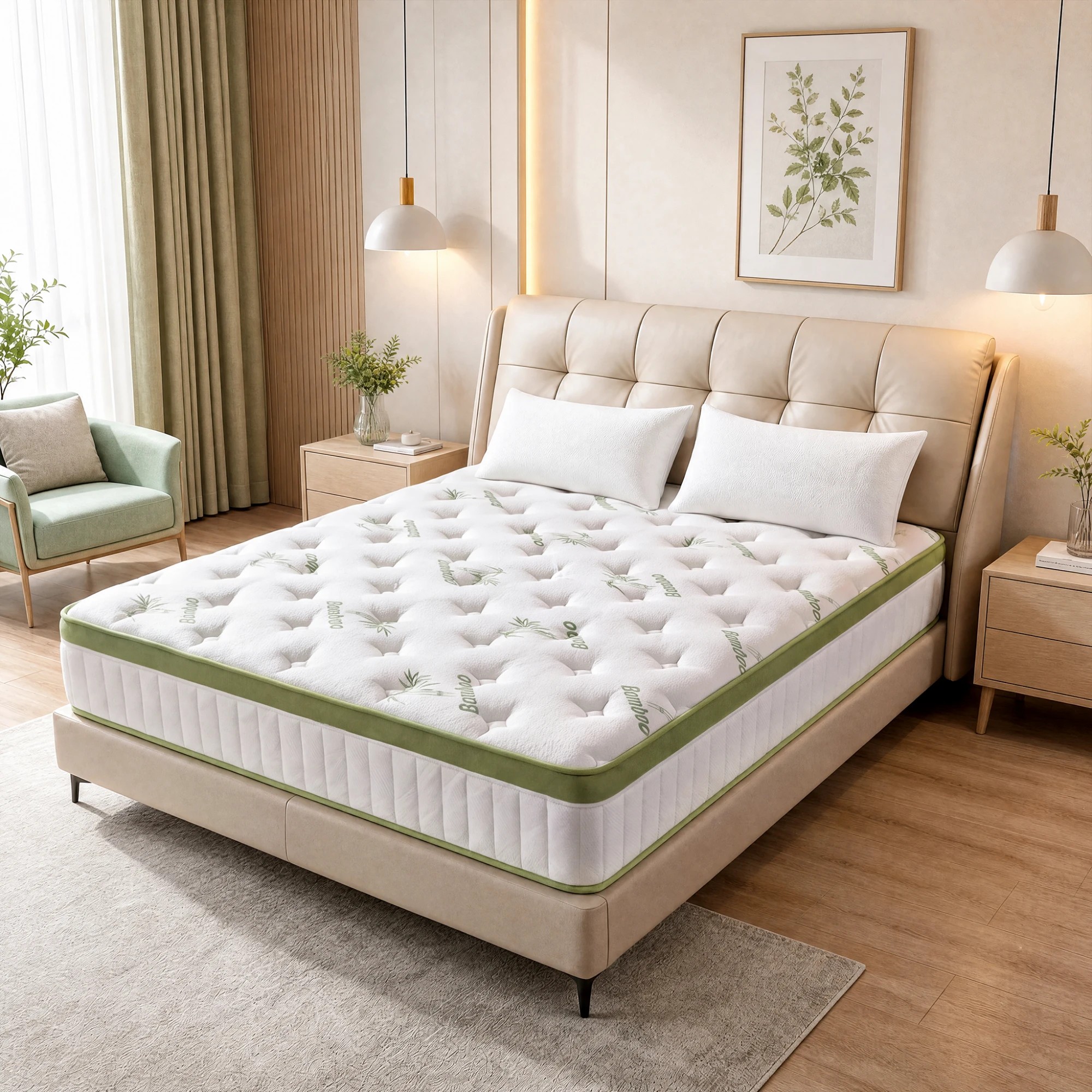 6 Advwin 25CM Hybrid Mattress with Memory Foam & Individual Pocket Springs Queen Size - White, 6 of 7