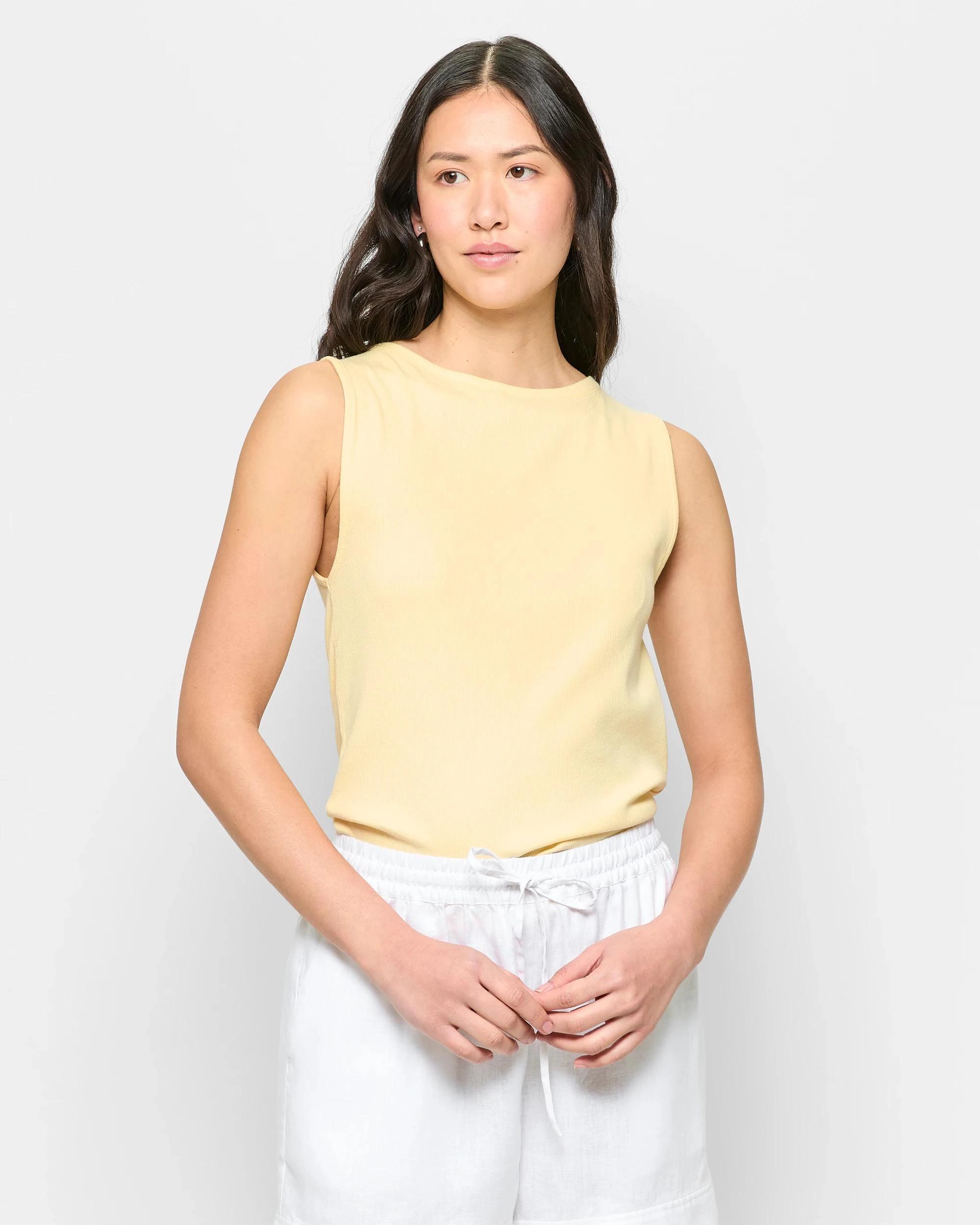 1 Target Soft Touch Boat Neck Rib Tank Top LEMON, 1 of 5