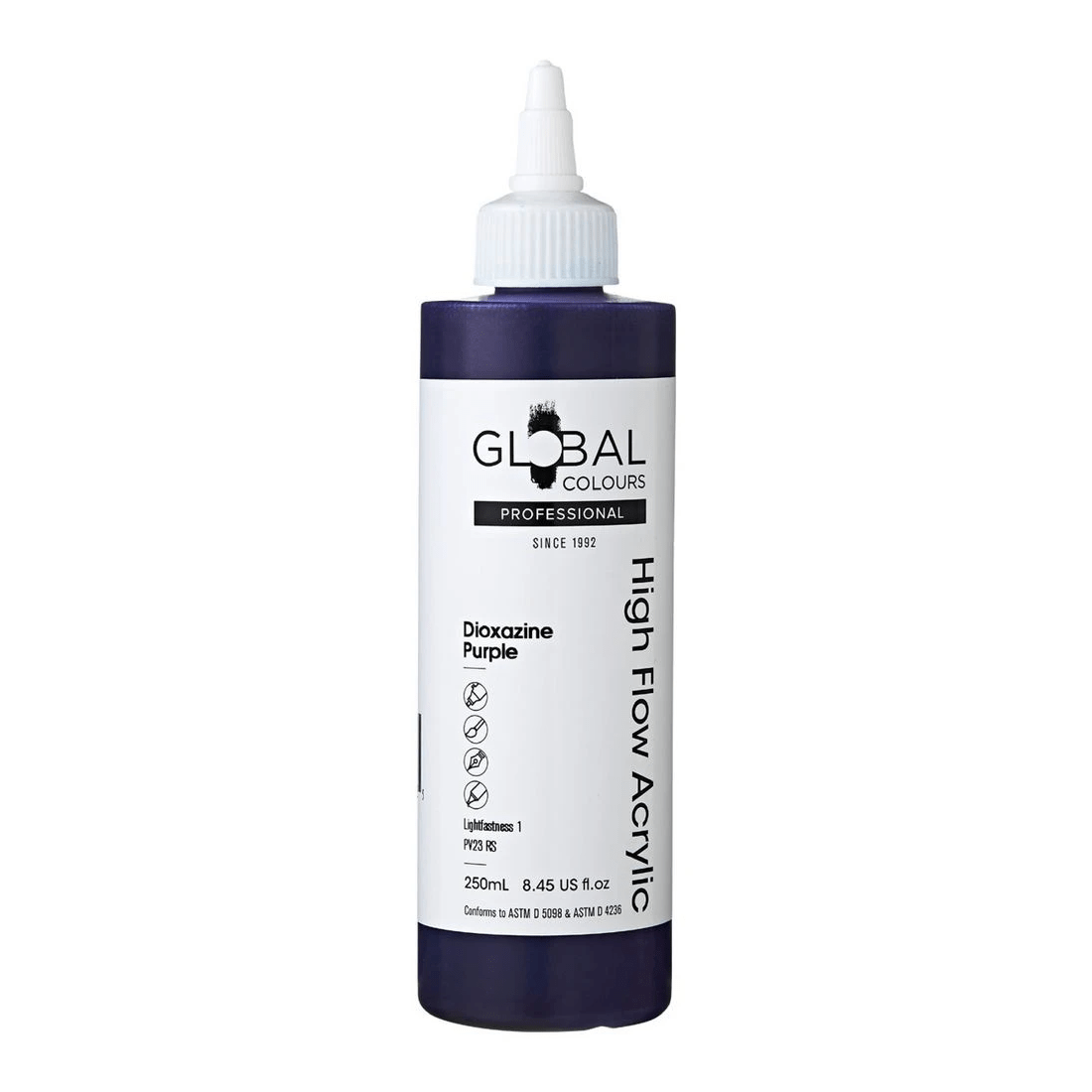 1 Global Colours High Flow Acrylic Paint 250mL Dioxazine Purple, 1 of 2