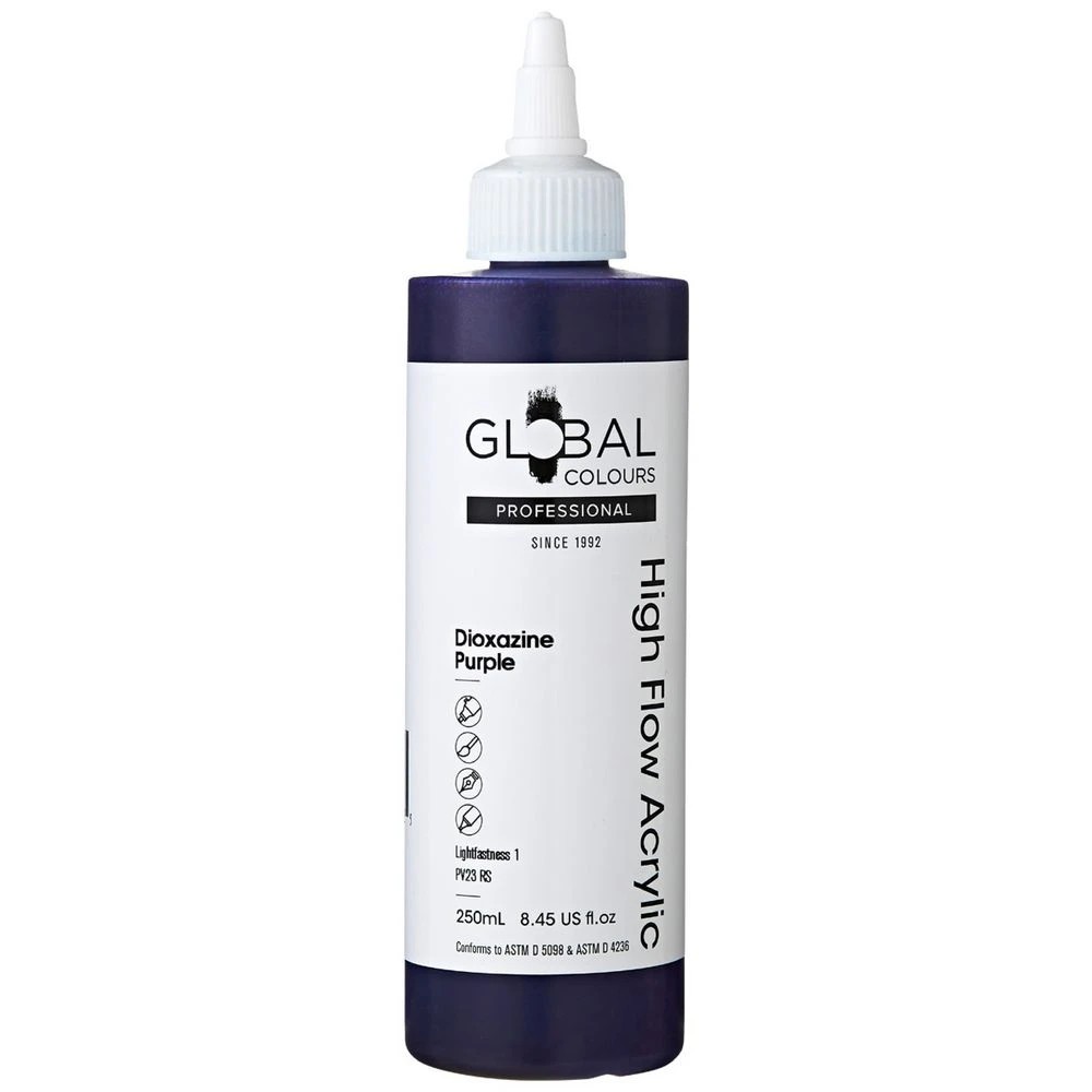 1 Global Colours High Flow Acrylic Paint 250mL Dioxazine Purple, 1 of 2