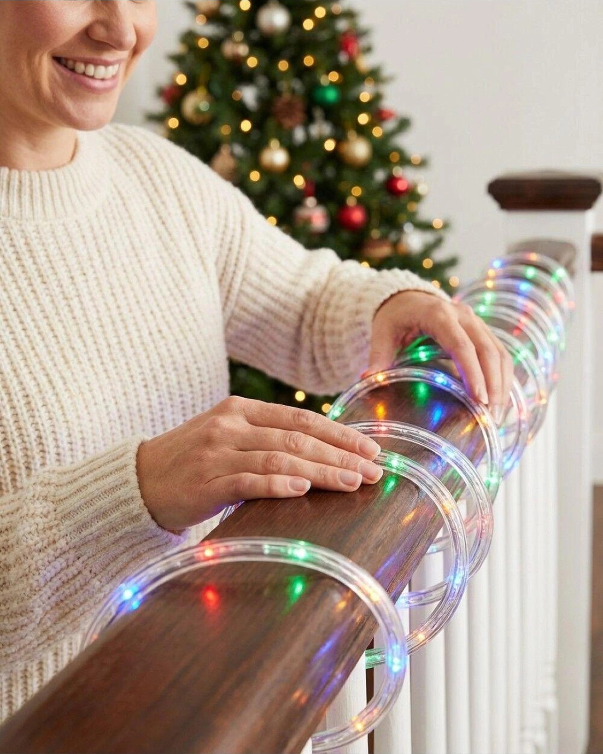 Christmas Warehouse 30m Outdoor Multi Colour LED Tube Rope Light - 8 ...
