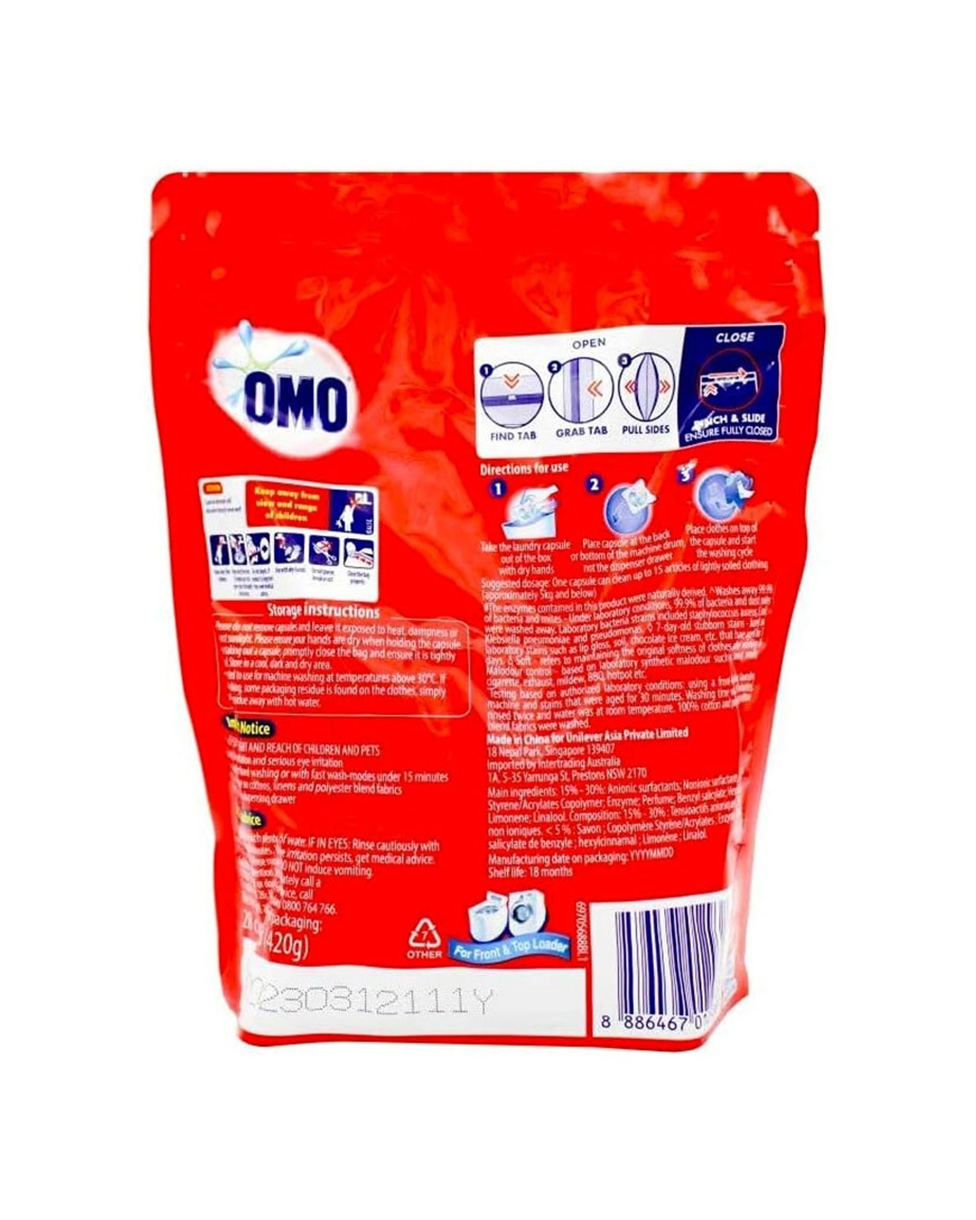 3 Omo 3-In-1 Laundry Capsules Fresh Eucalyptus Front And Top Loader 3 x 28pc, 3 of 3