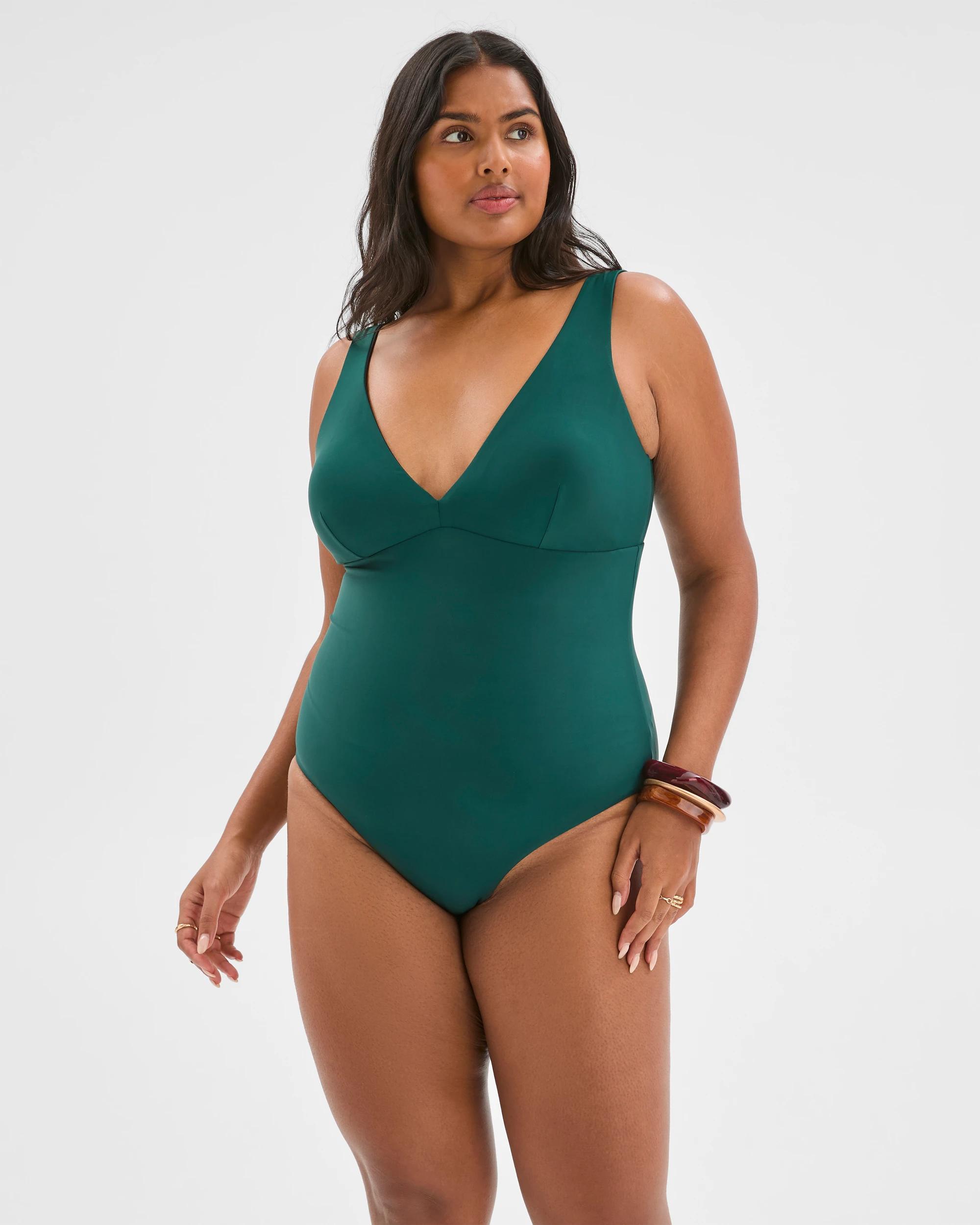 3 Target Woman Resort Reversible V-Neck Matte Micro One Piece Swimsuit BLACK/DEEP FOREST, 3 of 9