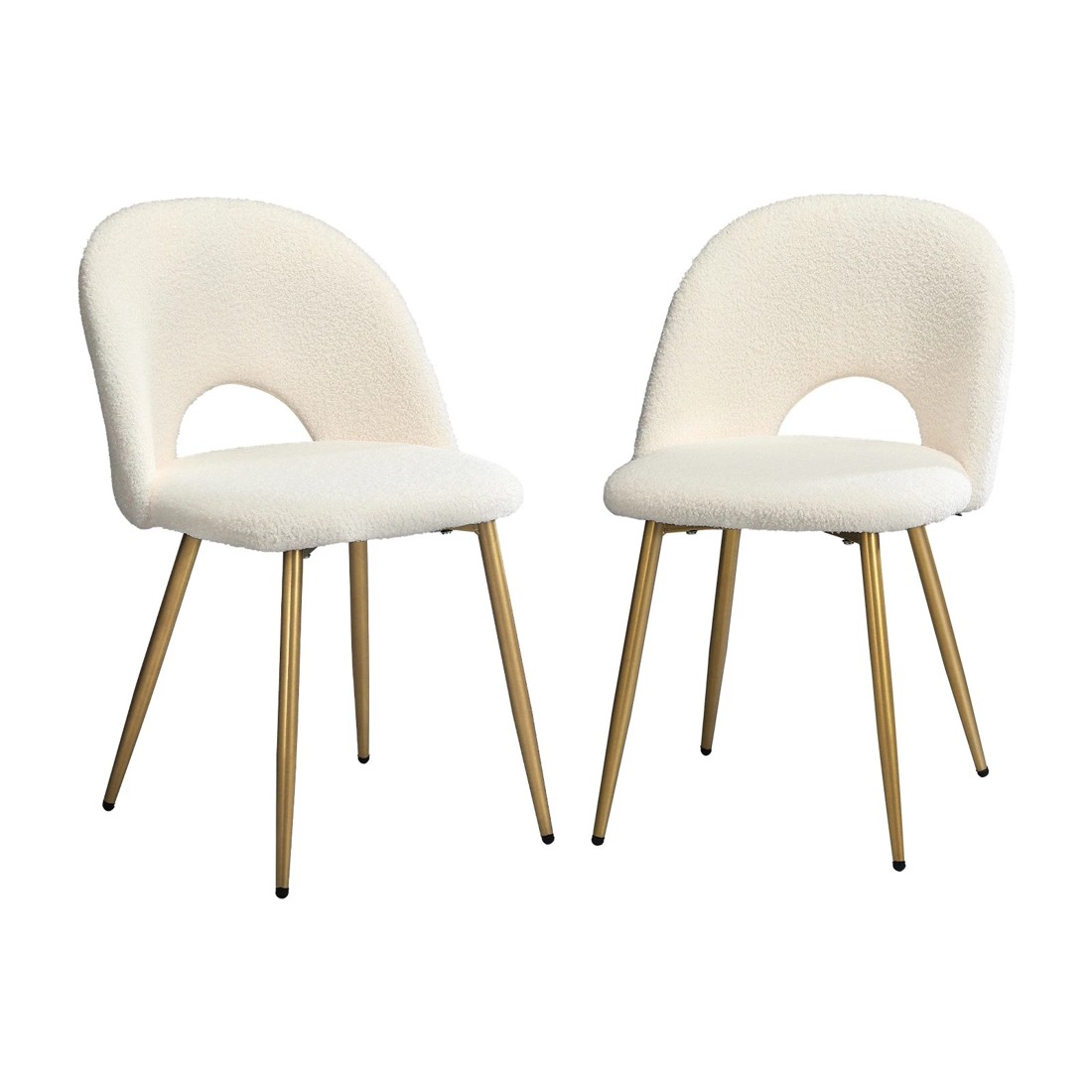 1 Oikiture 2pcs Dining Chairs Sherpa Accent Chair Gold Metal Legs
 - White, 1 of 10