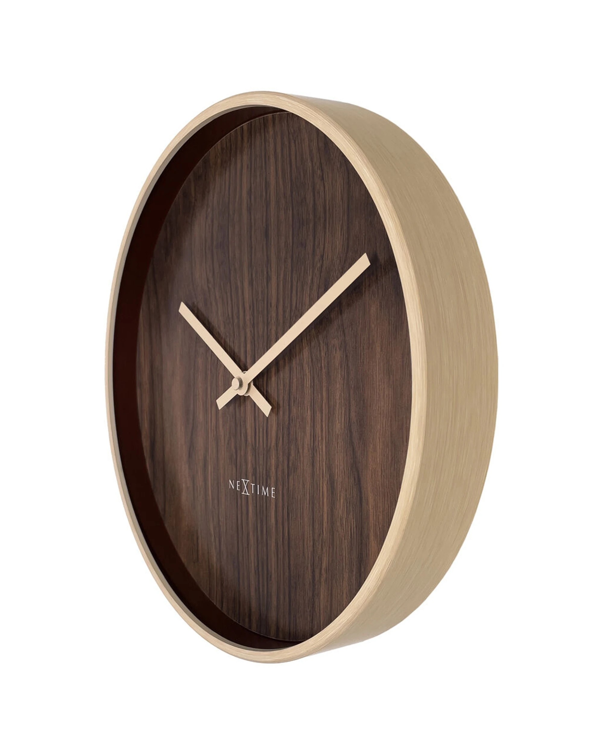 3 NEXTIME Oslo Silent Wall Clock Japandi Style Aluminium Case 30cm - Natural, 3 of 5