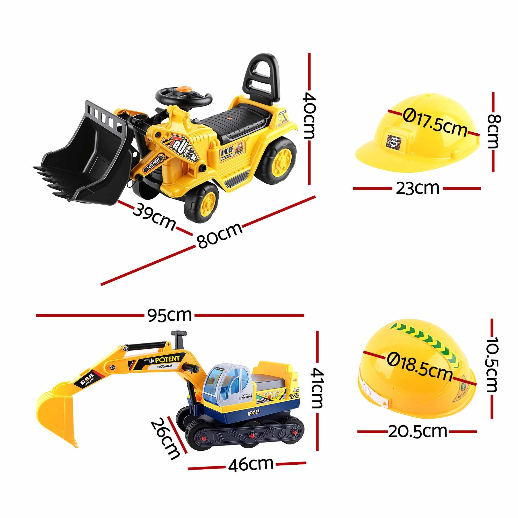 3 Keezi Kids Ride On Toy Car Bulldozer and Digger with Helmet Outdoor Sandpit Toys Yellow - Yellow, 3 of 9