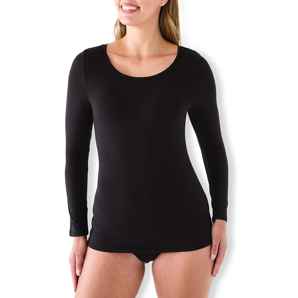 1 Bamboo Long Sleeve Top Black, 1 of 10