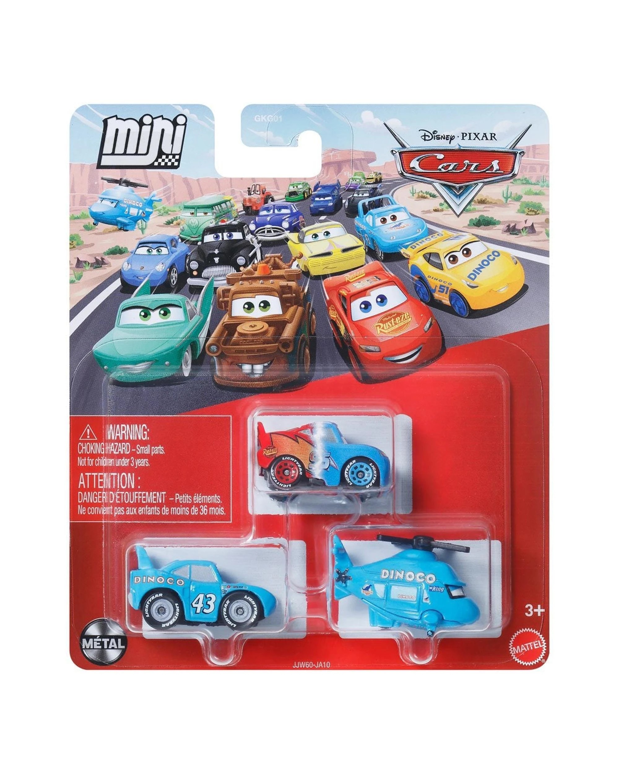 1 Mattel Disney Pixar Cars Mini Racers Diecast Car 3 Pack - Transforming Lightning McQueen, Rotor Turbosky, Strip Weathers, 1 of 1