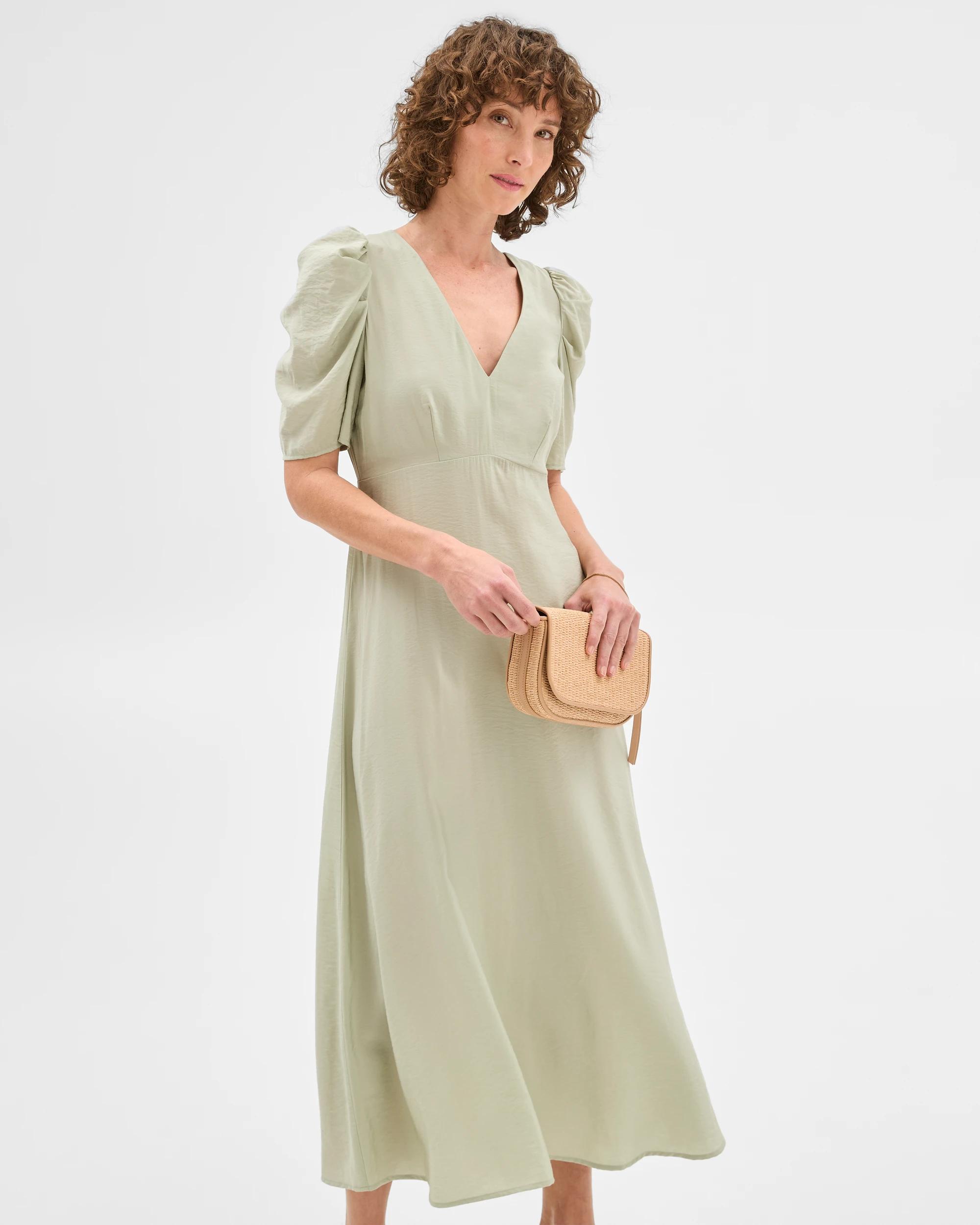 1 Puff Sleeve Dress - Preview DESERT SAGE, 1 of 6