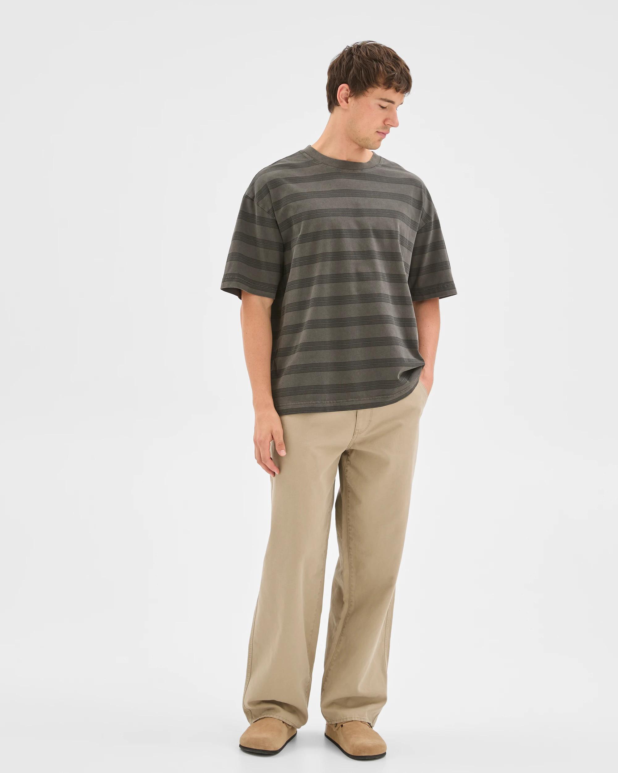 2 Commons Australian Cotton Overdyed Striped T-Shirt BLACK STRIPE, 2 of 7