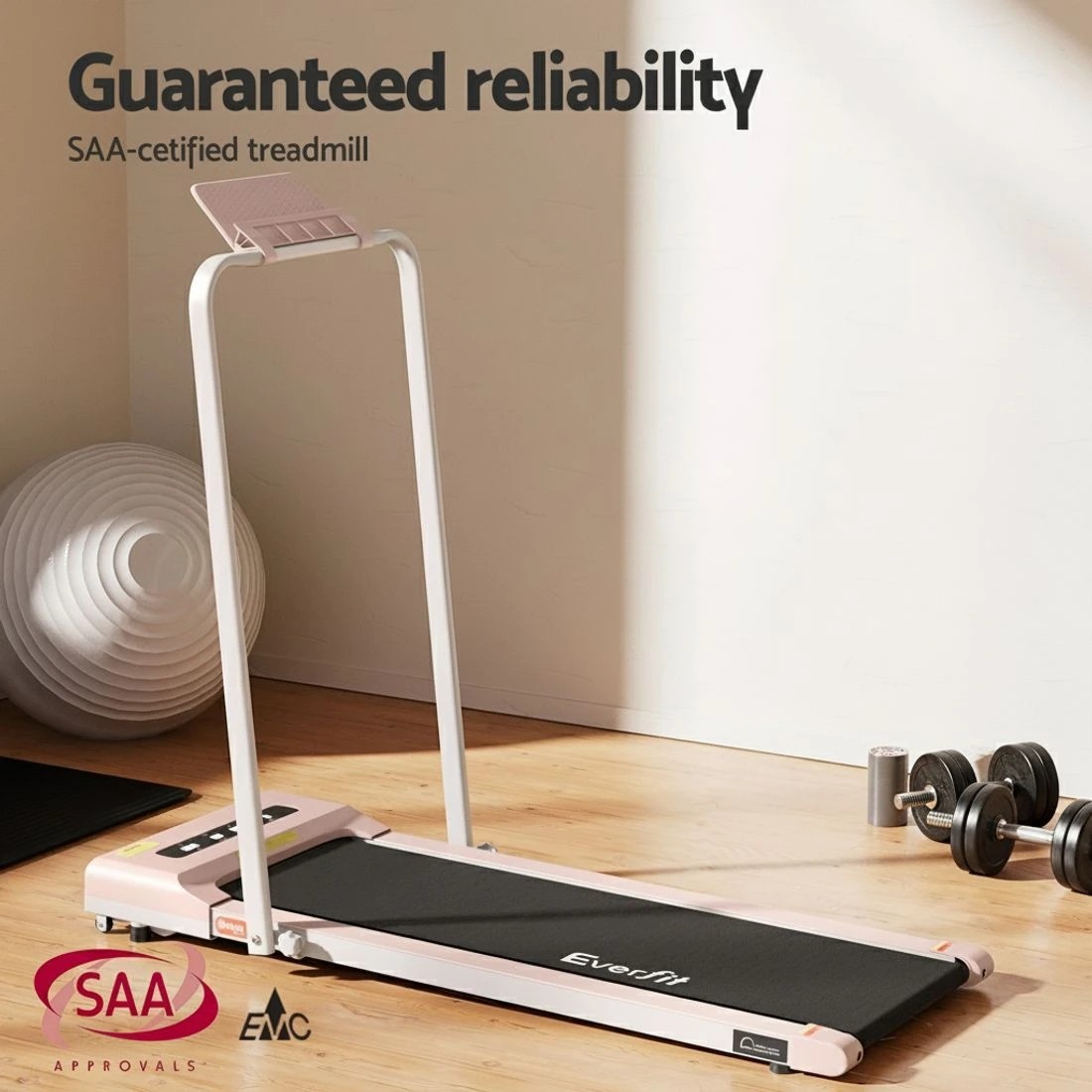 4 Everfit Treadmill Electric Walking Pad Under Desk Home Gym Fitness 380mm - Pink, 4 of 9