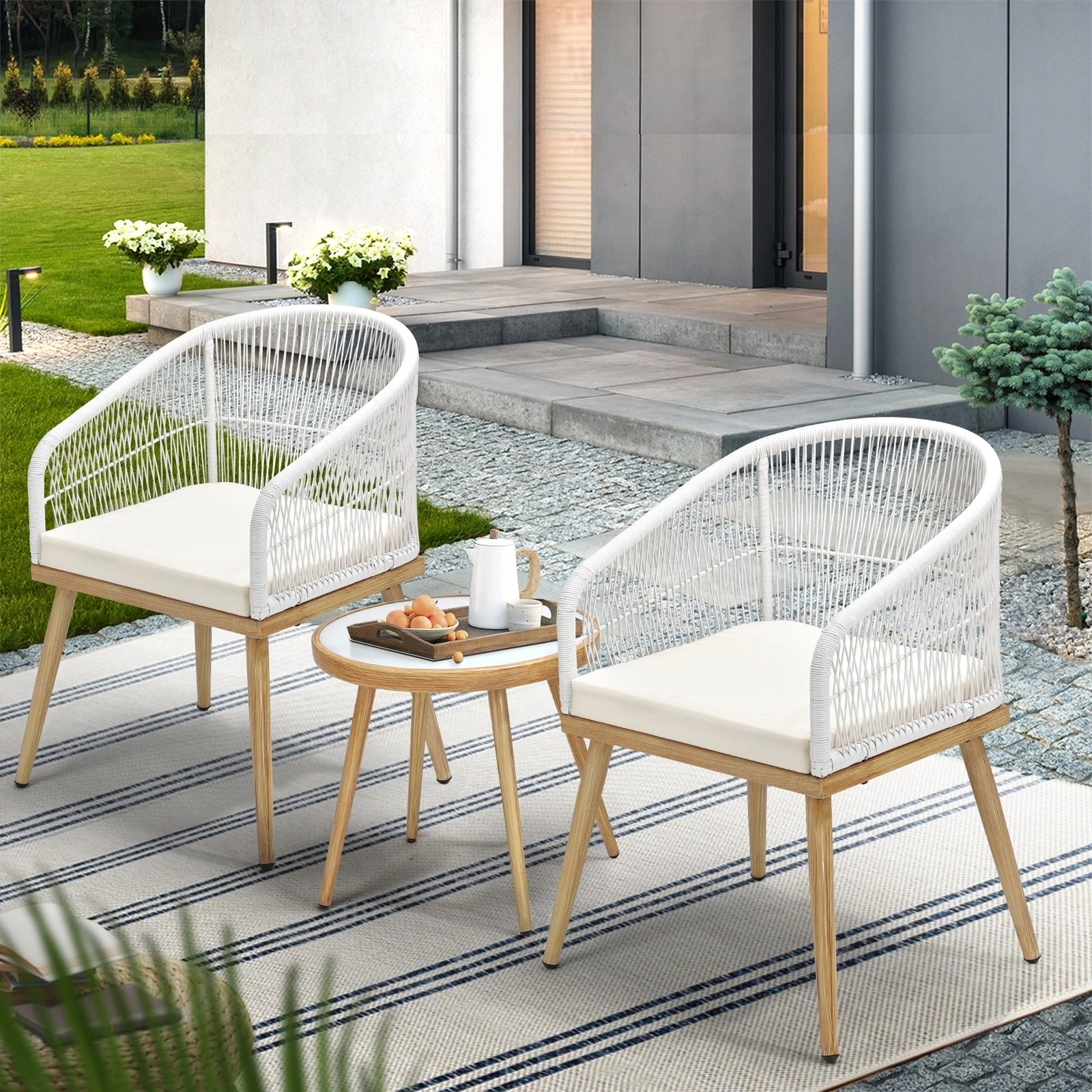 9 Livsip 3pcs Outdoor Furniture Lounge Setting Dining Table Chair Patio Bistro Set
 - Multi, 9 of 10